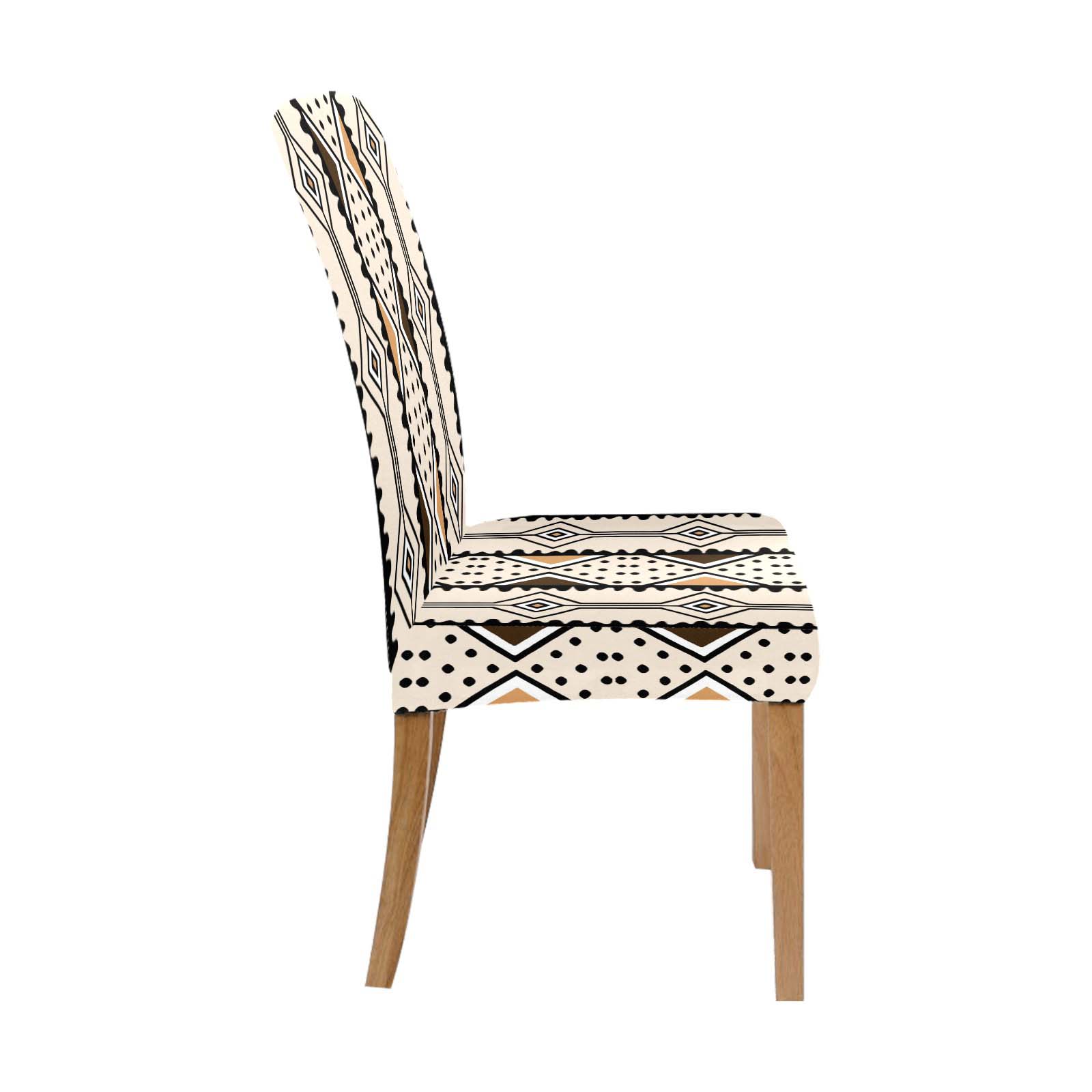 Traditional Mudcloth Removable Chair Covers | Beige Design