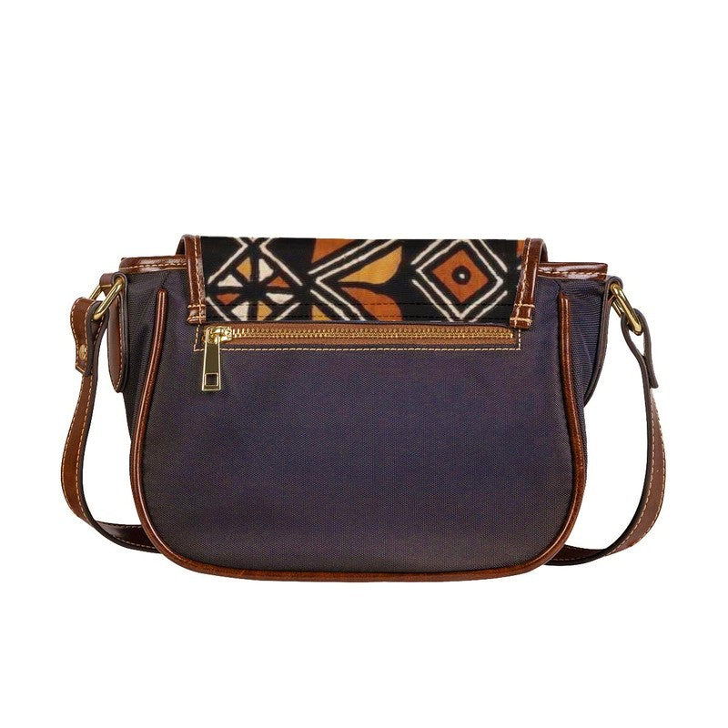 Tribal African Leather Handbag Brown | Sadle Style