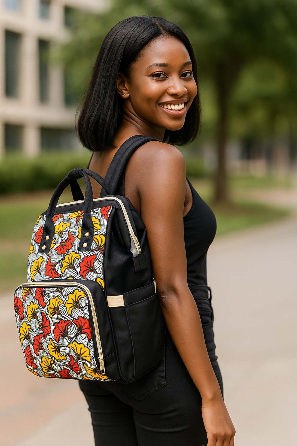 Wedding Flower Ankara Backpack | Afrocentric Fashion