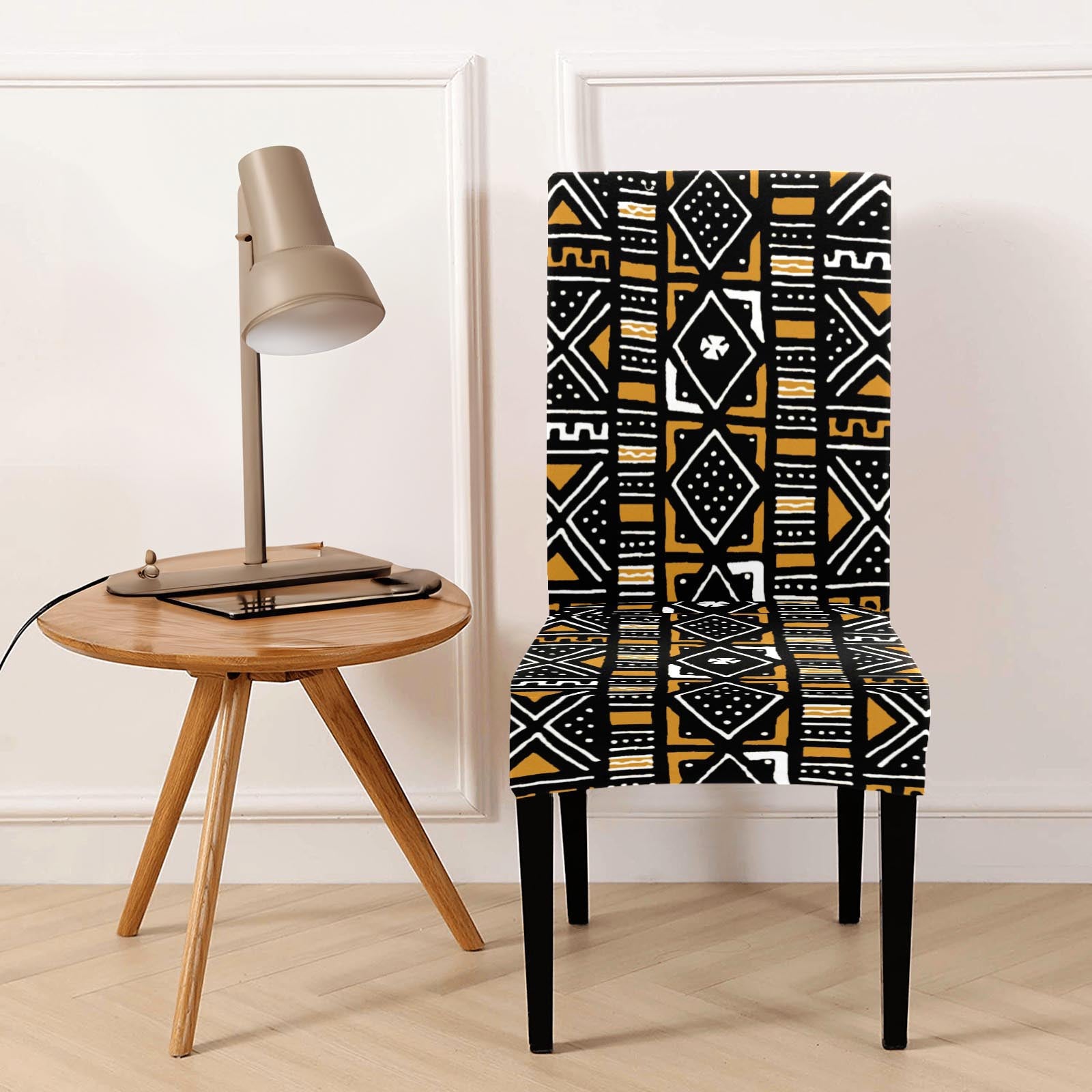 African Mudcloth Print Chair Covers: Stretchy and Removable