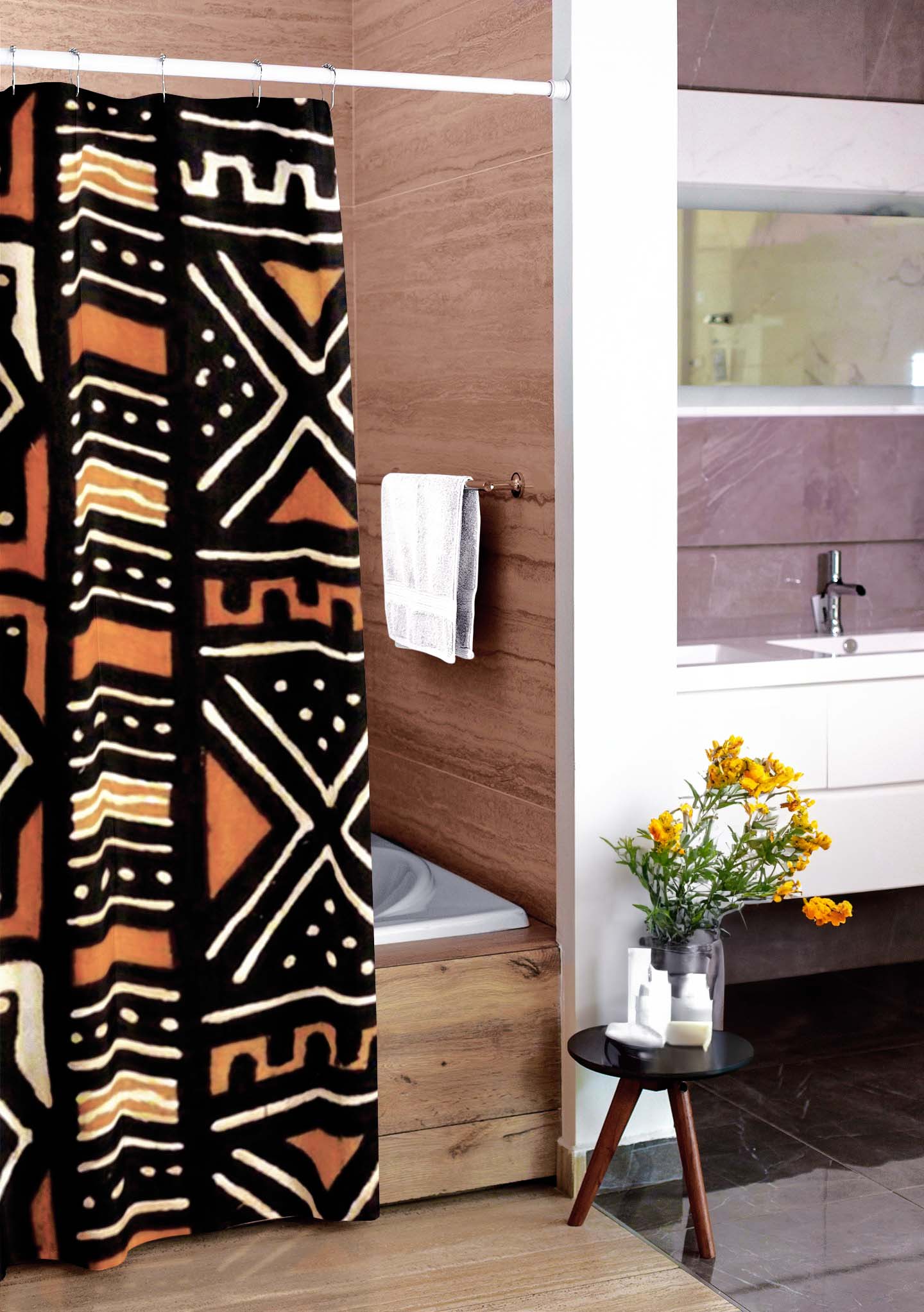 Beautiful African American Shower Curtain Bathroom Theme