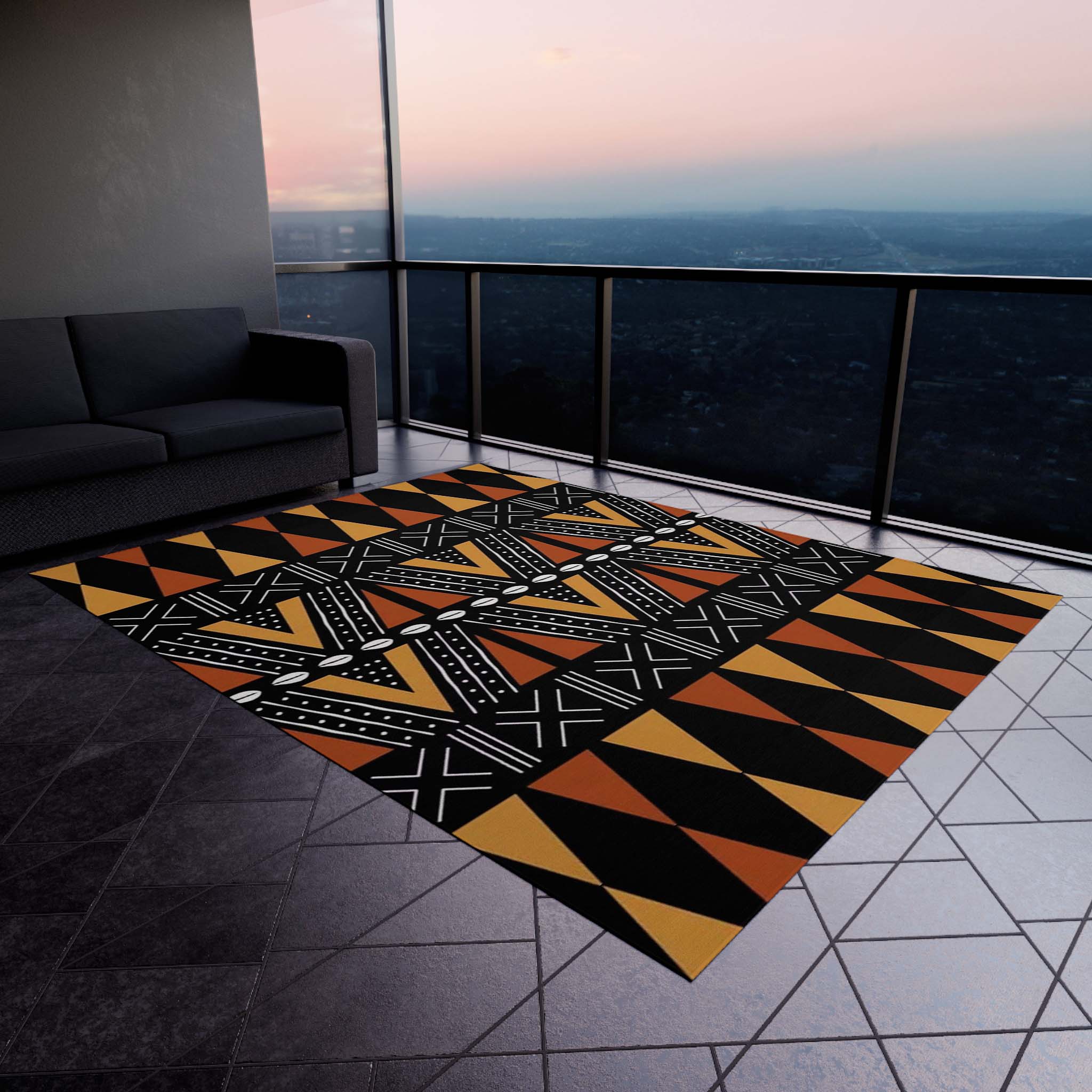Colorful Outdoor Rug Tribal Traditional African Print Carpet
