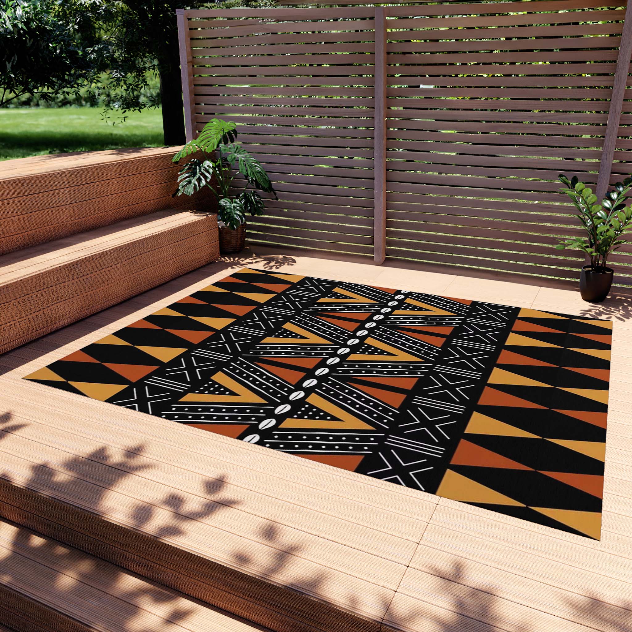 Colorful Outdoor Rug Tribal Traditional African Print Carpet