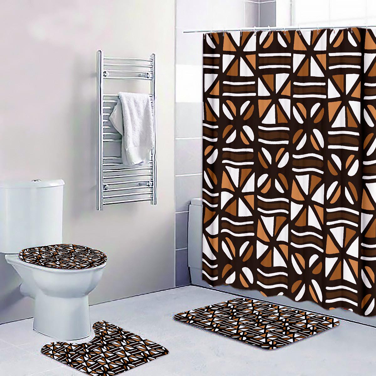 African Afro Bathroom Sets Mud Cloth Print - 4 Piece