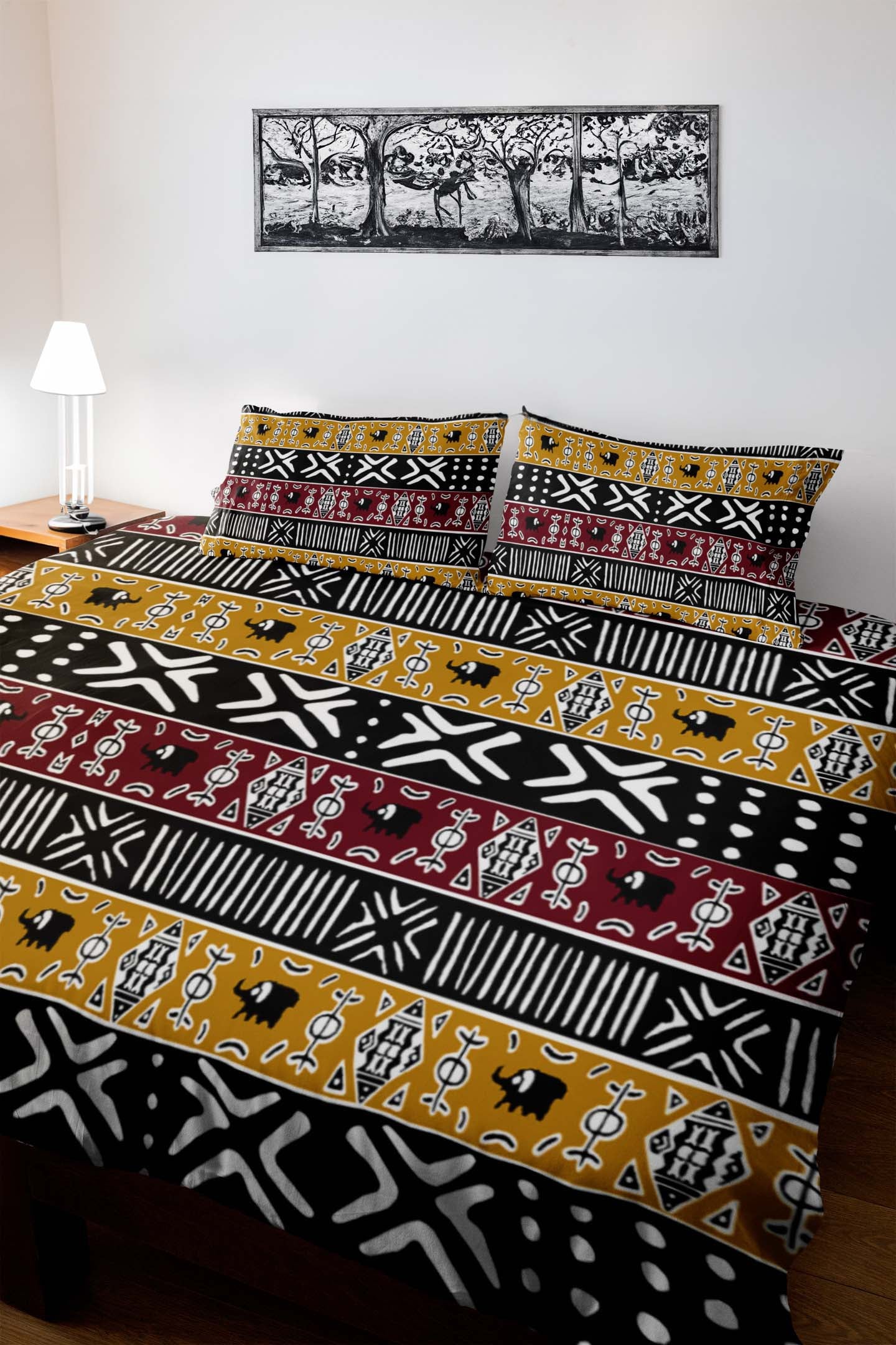 Afrocentric Ethnic Bedding Set Duvet and Pillow Covers-Bynelo