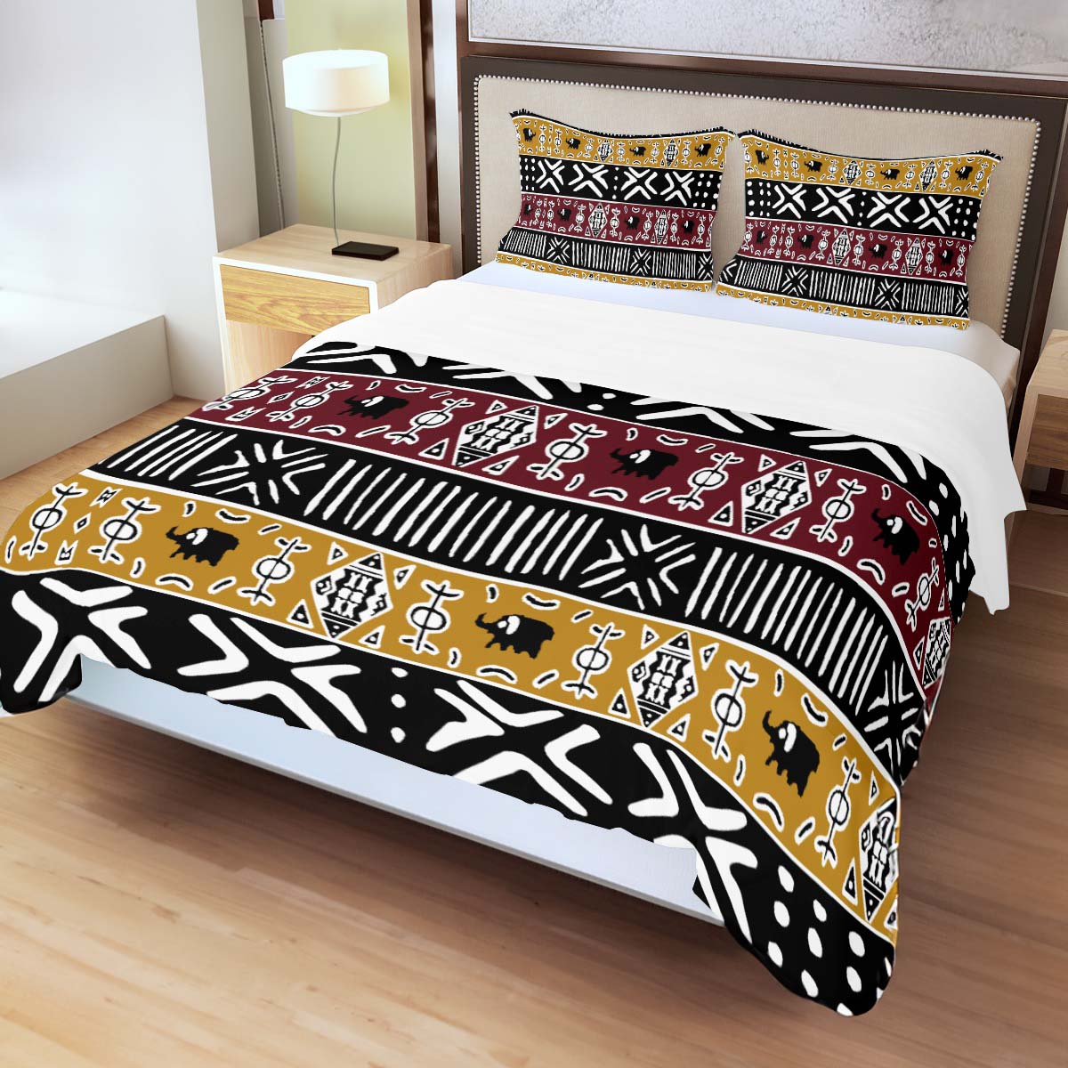 Afrocentric Ethnic Bedding Set Duvet and Pillow Covers-Bynelo