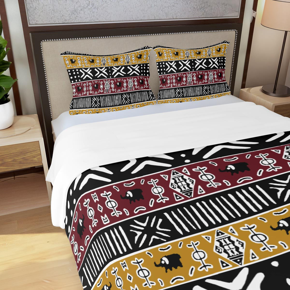 Afrocentric Ethnic Bedding Set Duvet and Pillow Covers-Bynelo