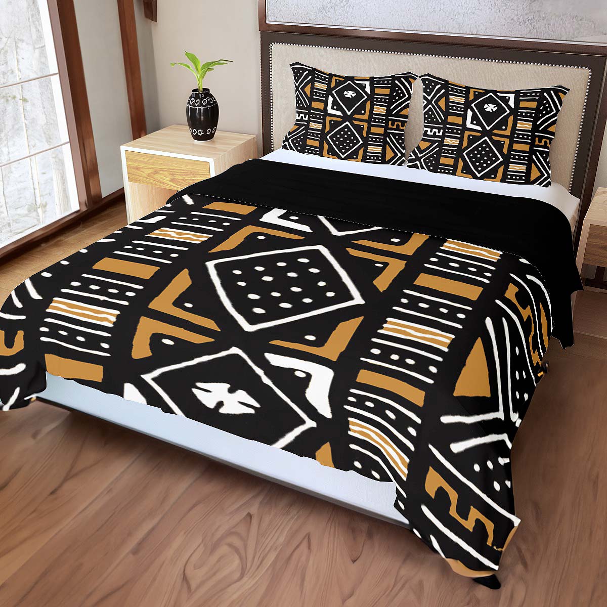 Bogolanfini African Inspired Bedding Duvet and Pillow Covers