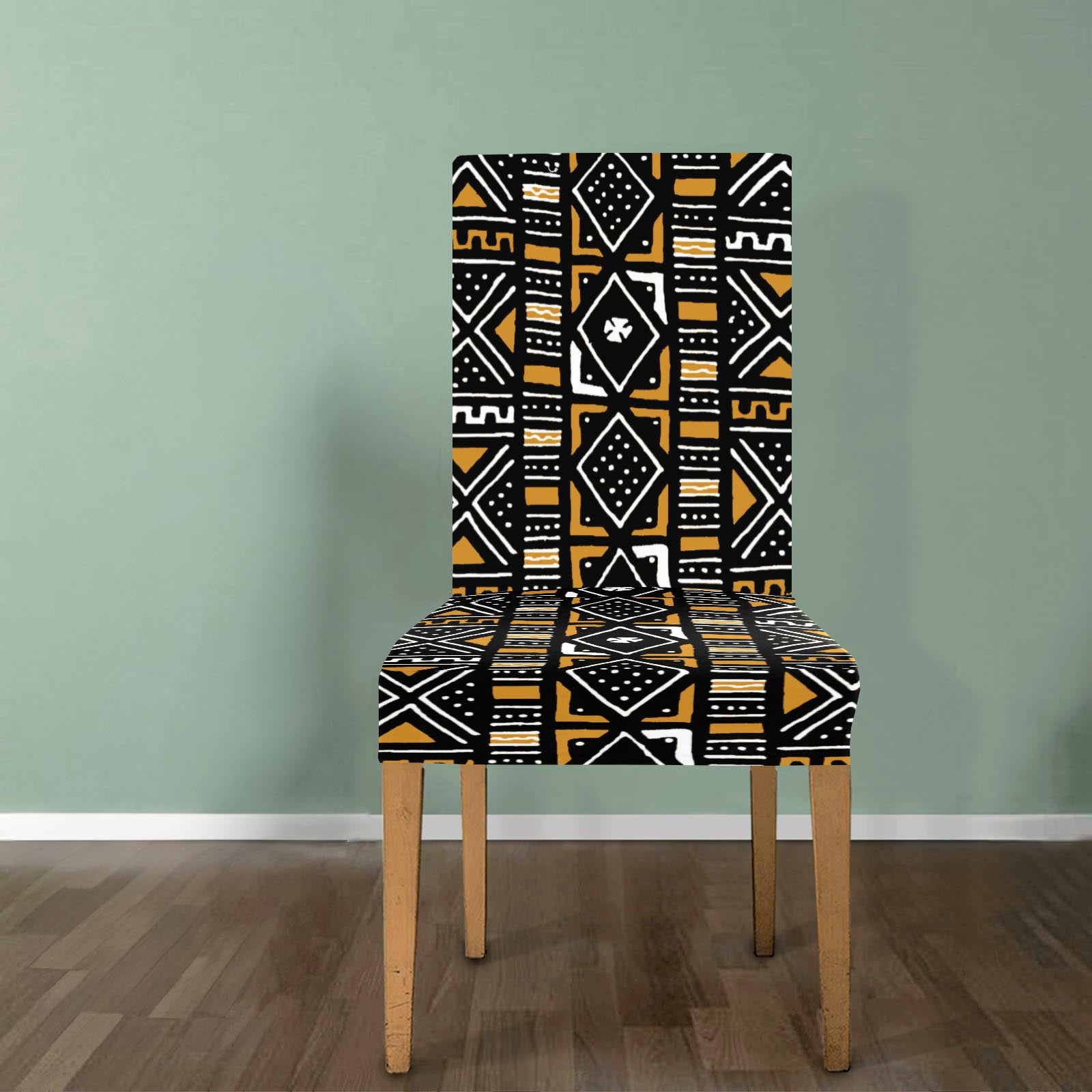 African Mudcloth Print Chair Covers: Stretchy and Removable