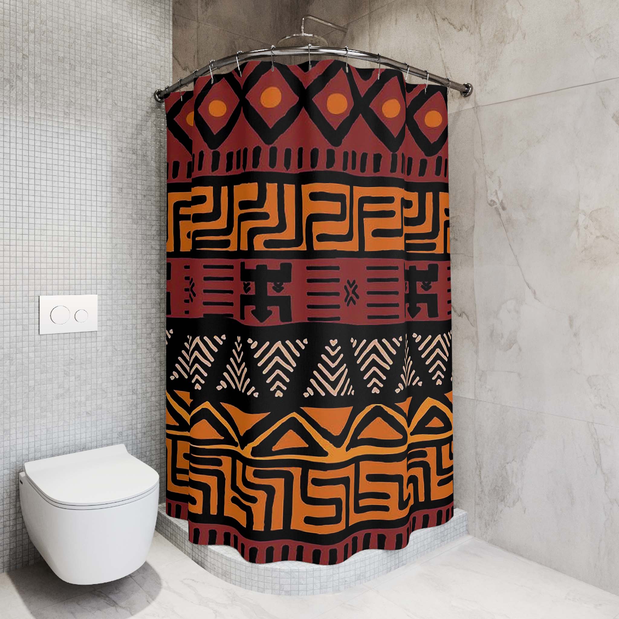African Shower Curtains Bogolan Unique Bathroom Curtains