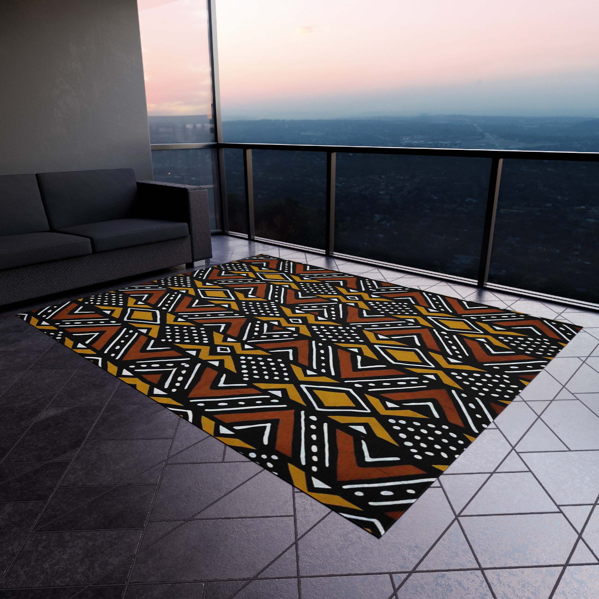 African Sustainable Outdoor Rug Mudcloth Exterior Carpet