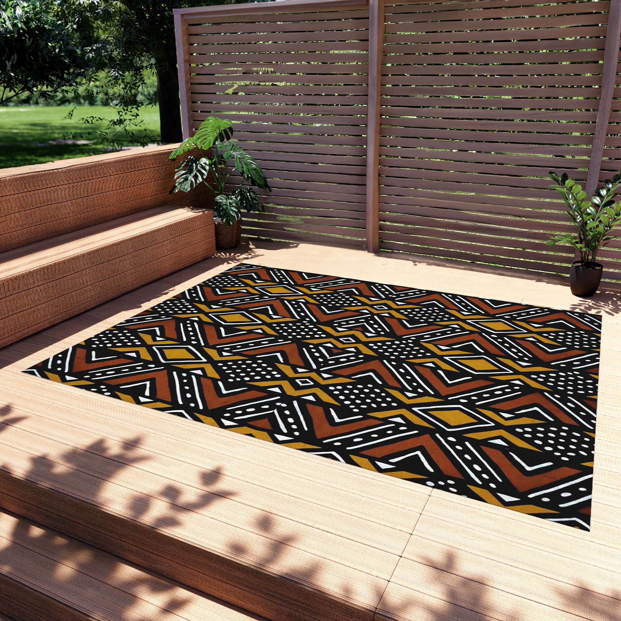 African Sustainable Outdoor Rug Mudcloth Exterior Carpet