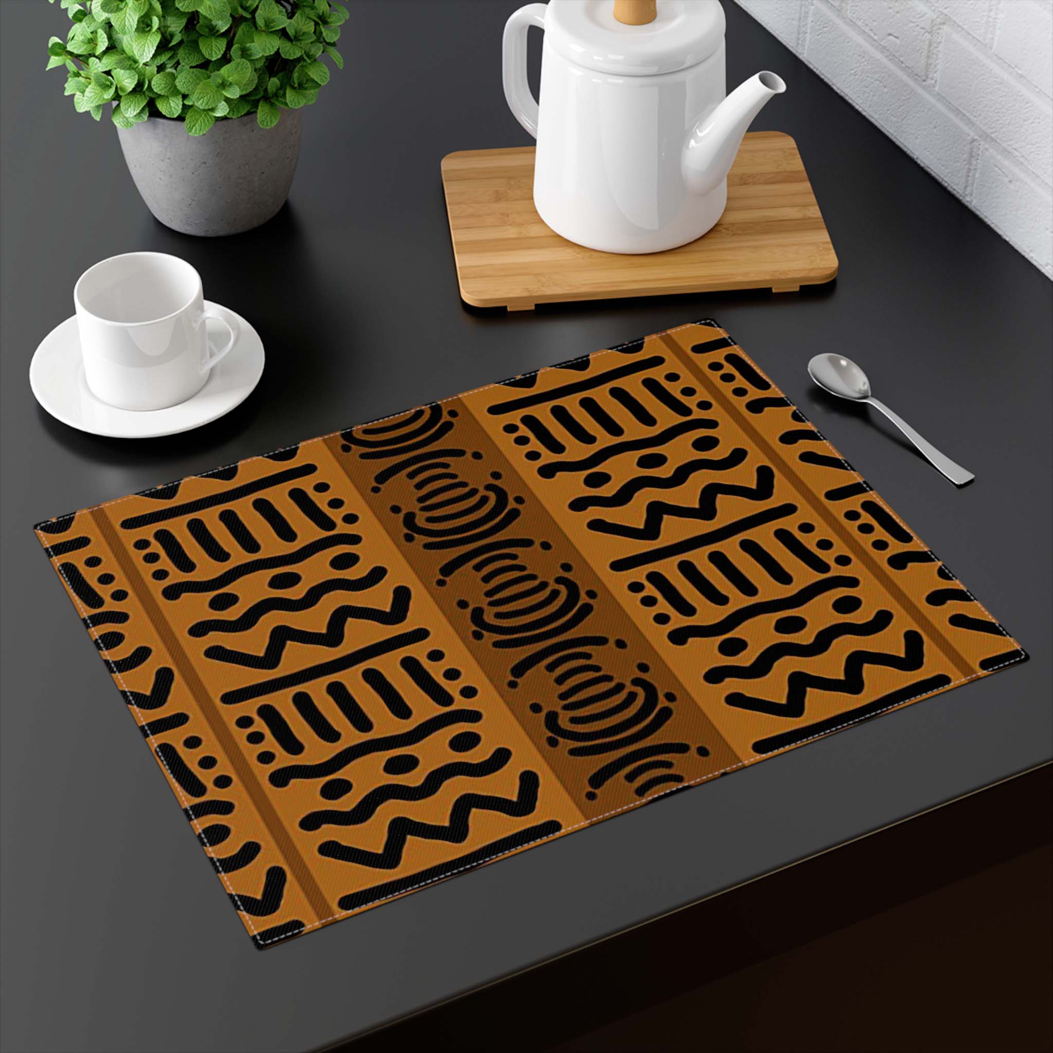 African Tabletop Placemat Traditional Kuba Pattern - Bynelo