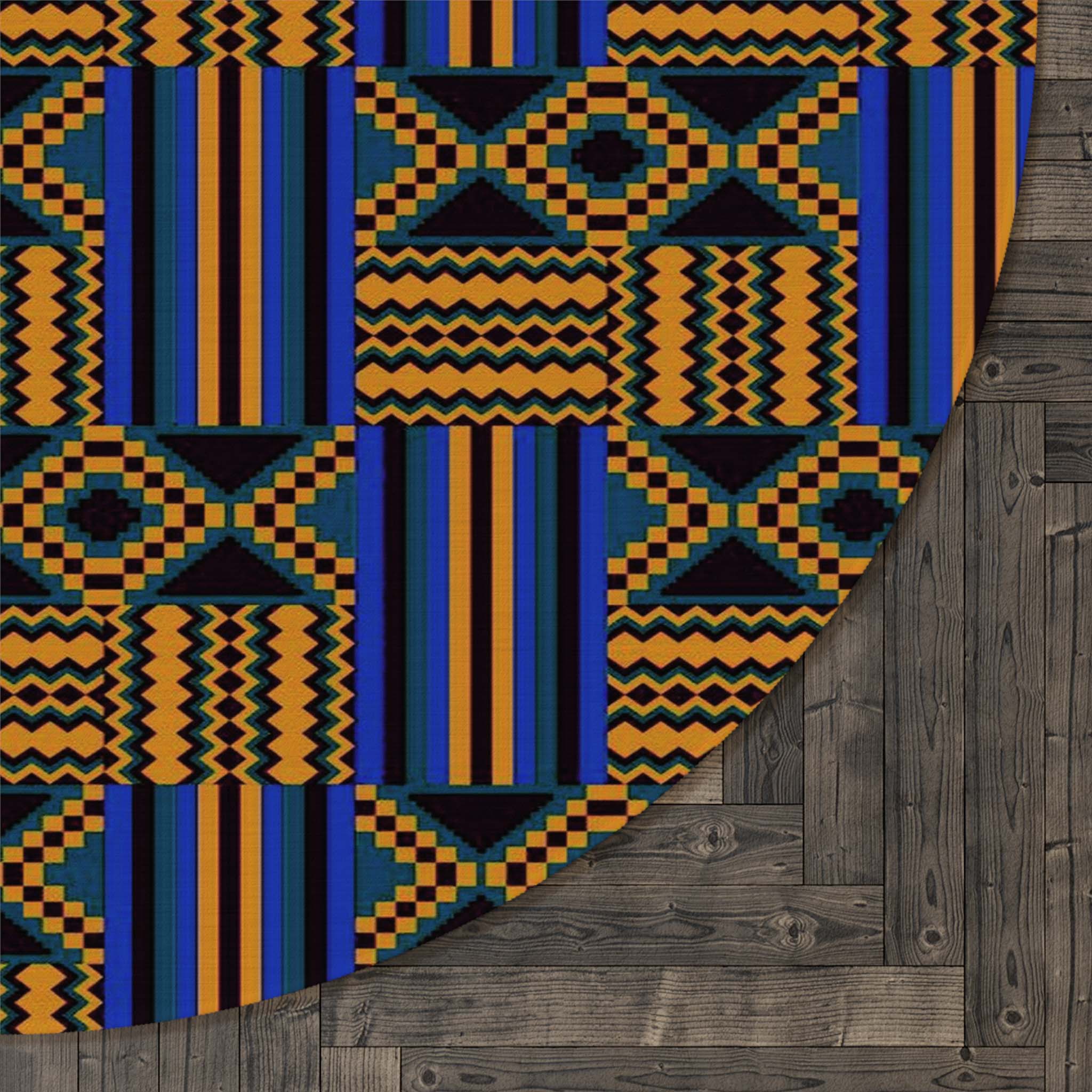 Colorful Round Rug Tribal Carpets for Living Room Blue