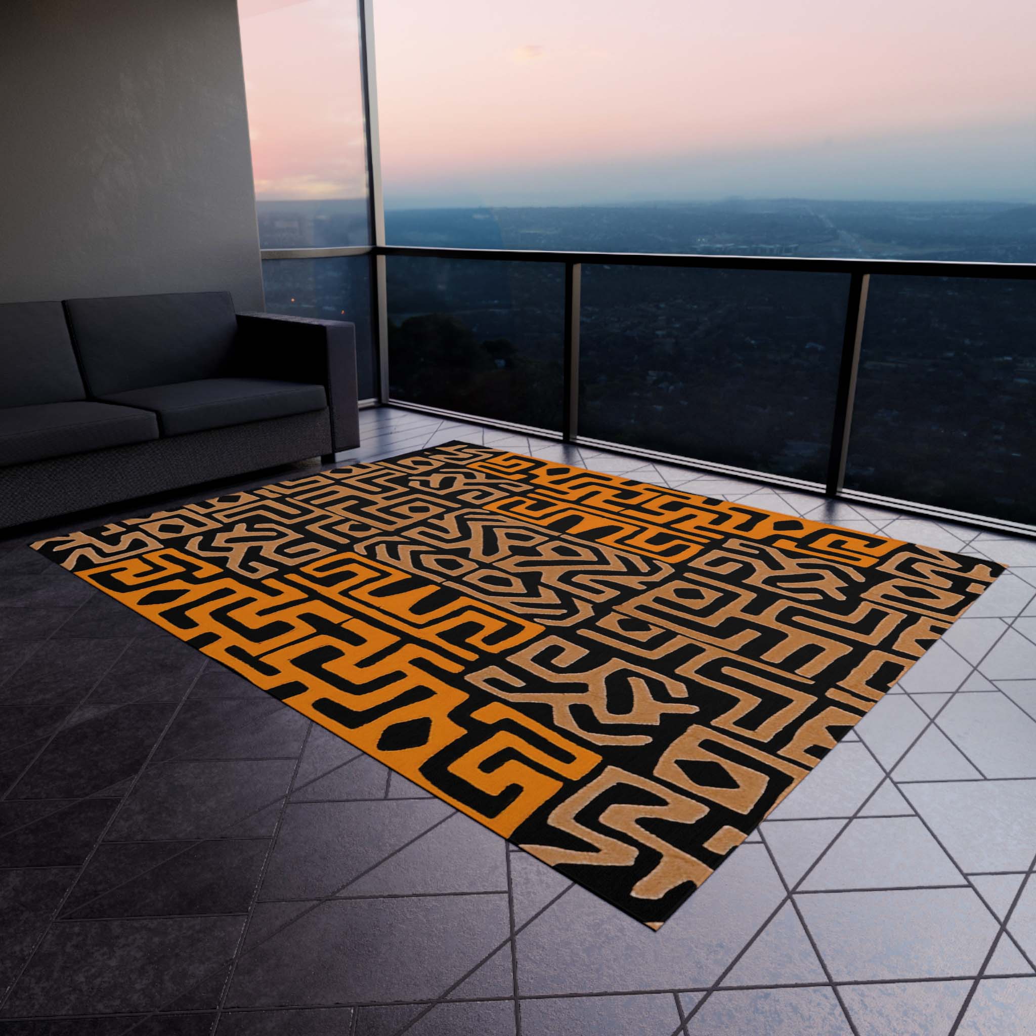 Multicolored Tribal Outdoor Rugs Afrocentric Kuba Carpets