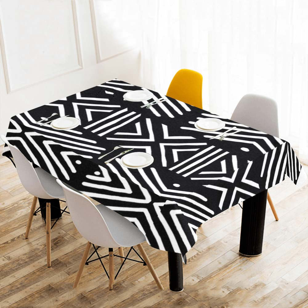Tablecloth African Tribal Mudcloth Black & White - Bynelo