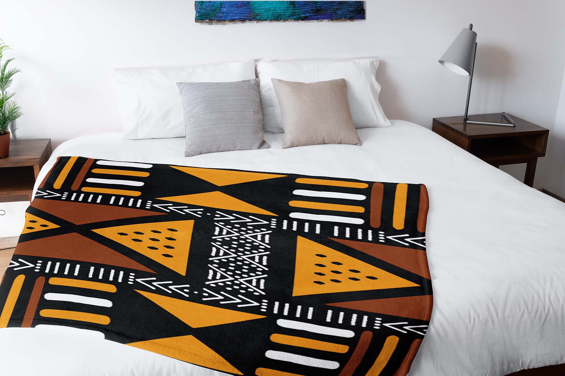Mudcloth Throw Blanket Colourful African Print