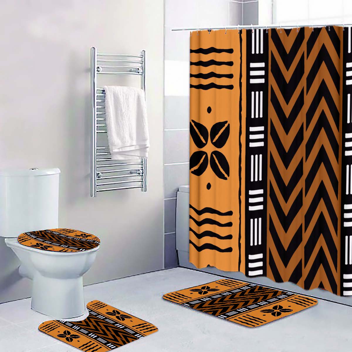 Abstract African Bathroom Sets Tribal Print - 4 Piece