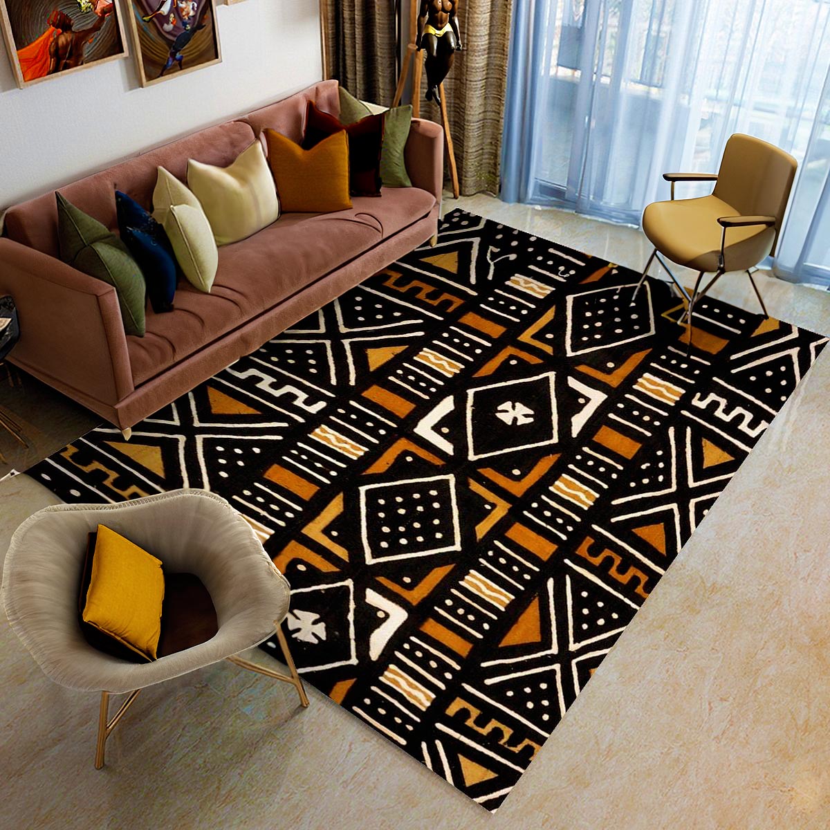 Mud Cloth Ethnic Carpet African Print Rug