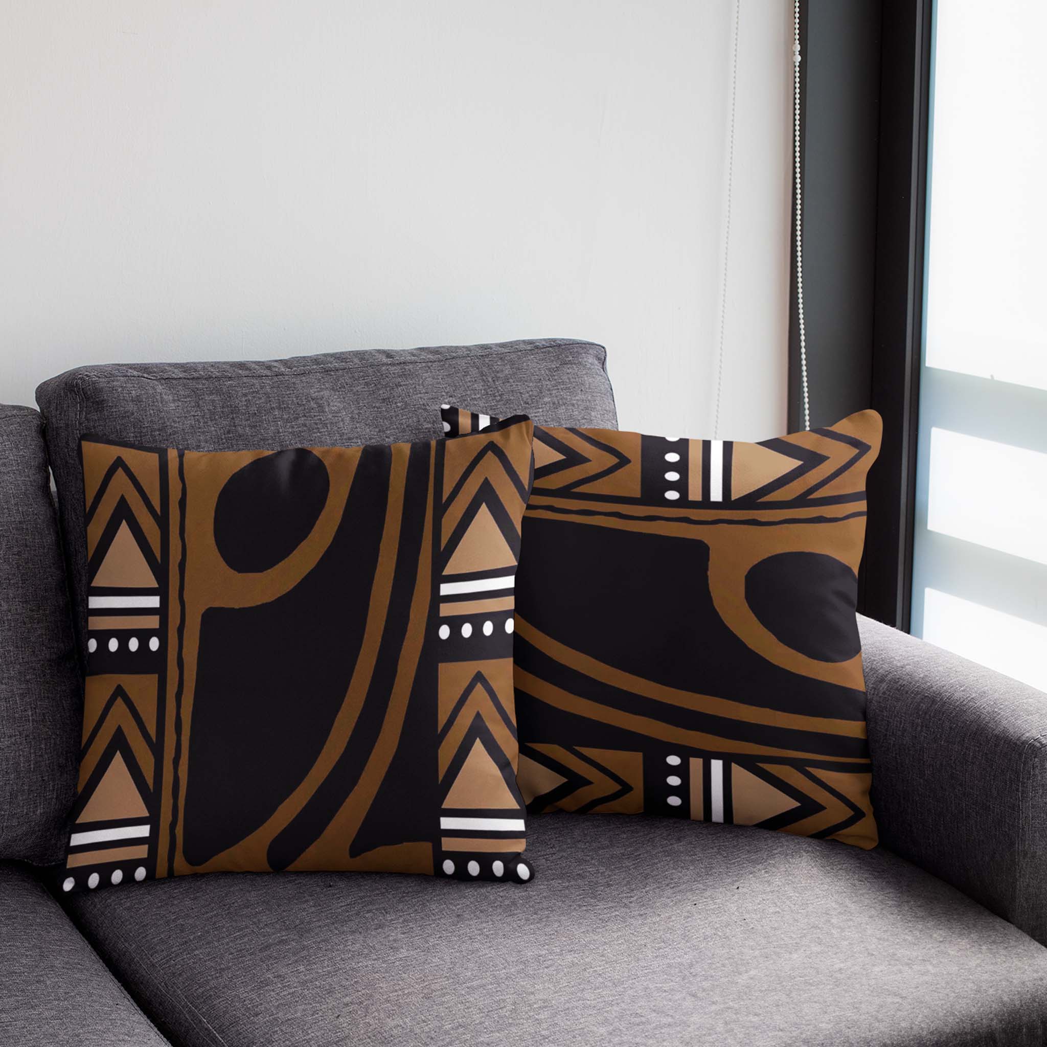 Abstract African Print Pillow Covers | Traditional Style - 2 Sets