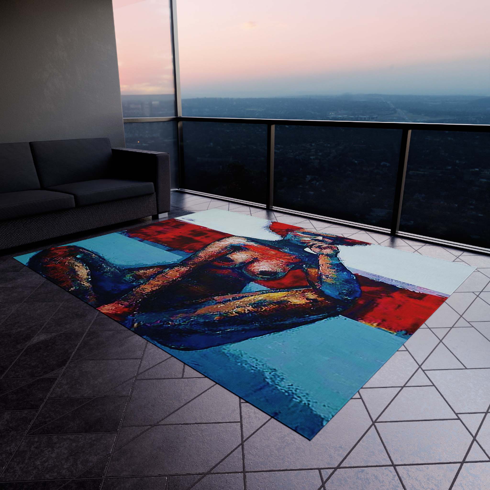 African Colourful Outdoor Rug Woman Art Carpet Nude