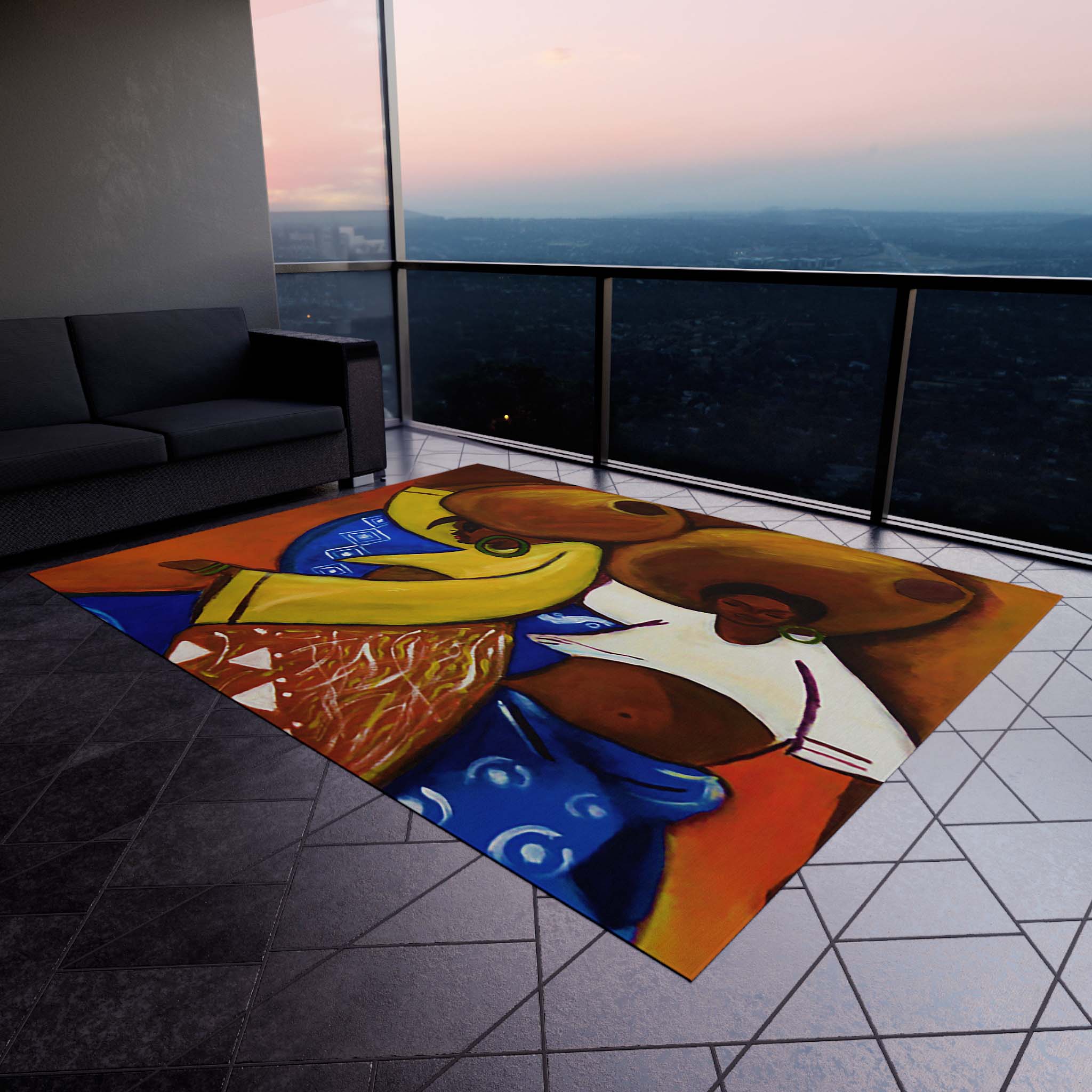 Bright Colourful Outdoor Rugs Afro Art Nigerian Carpet