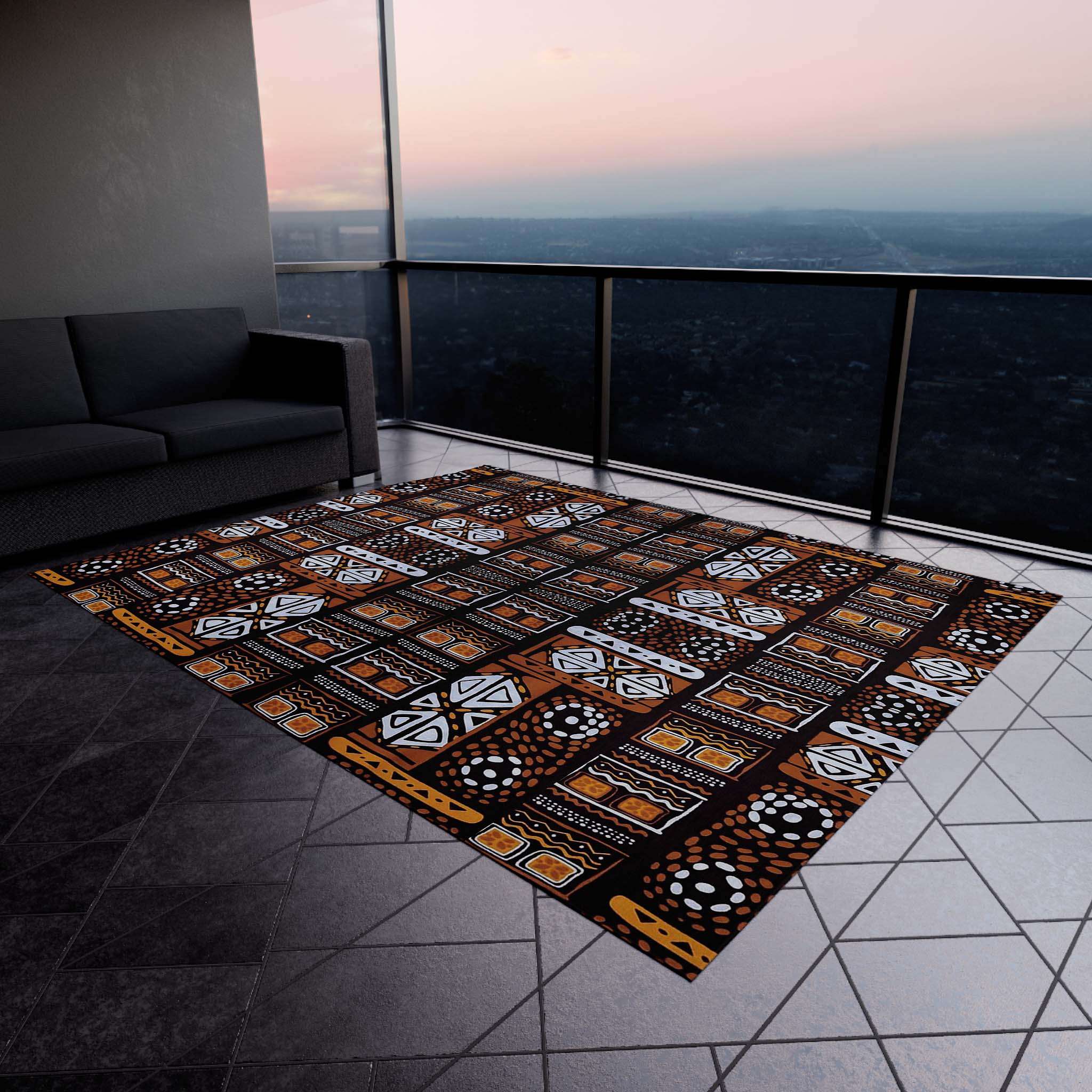 Colorful Outdoor Geometric Rug – Unique African Print Carpet