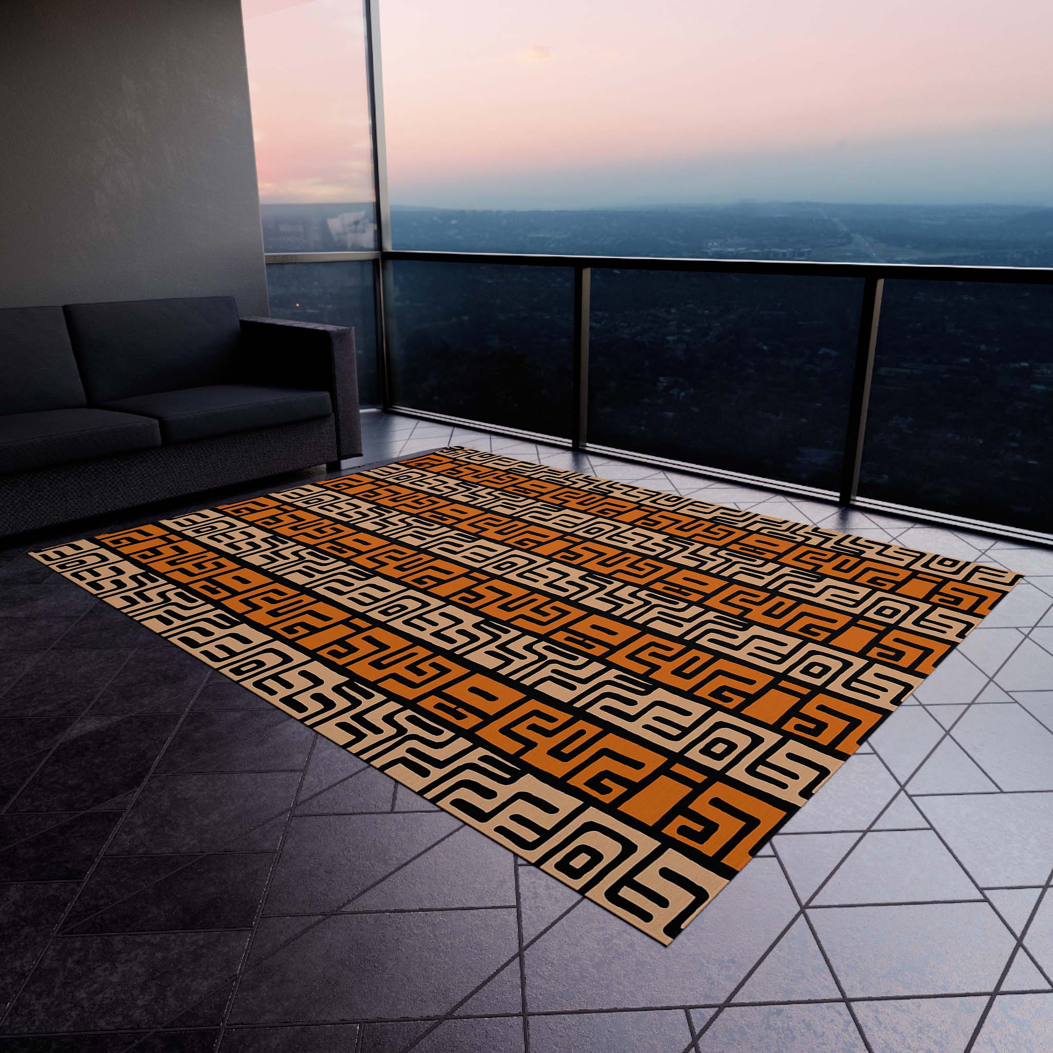 Modern Tribal Outdoor Rugs African Print Carpets Kuba