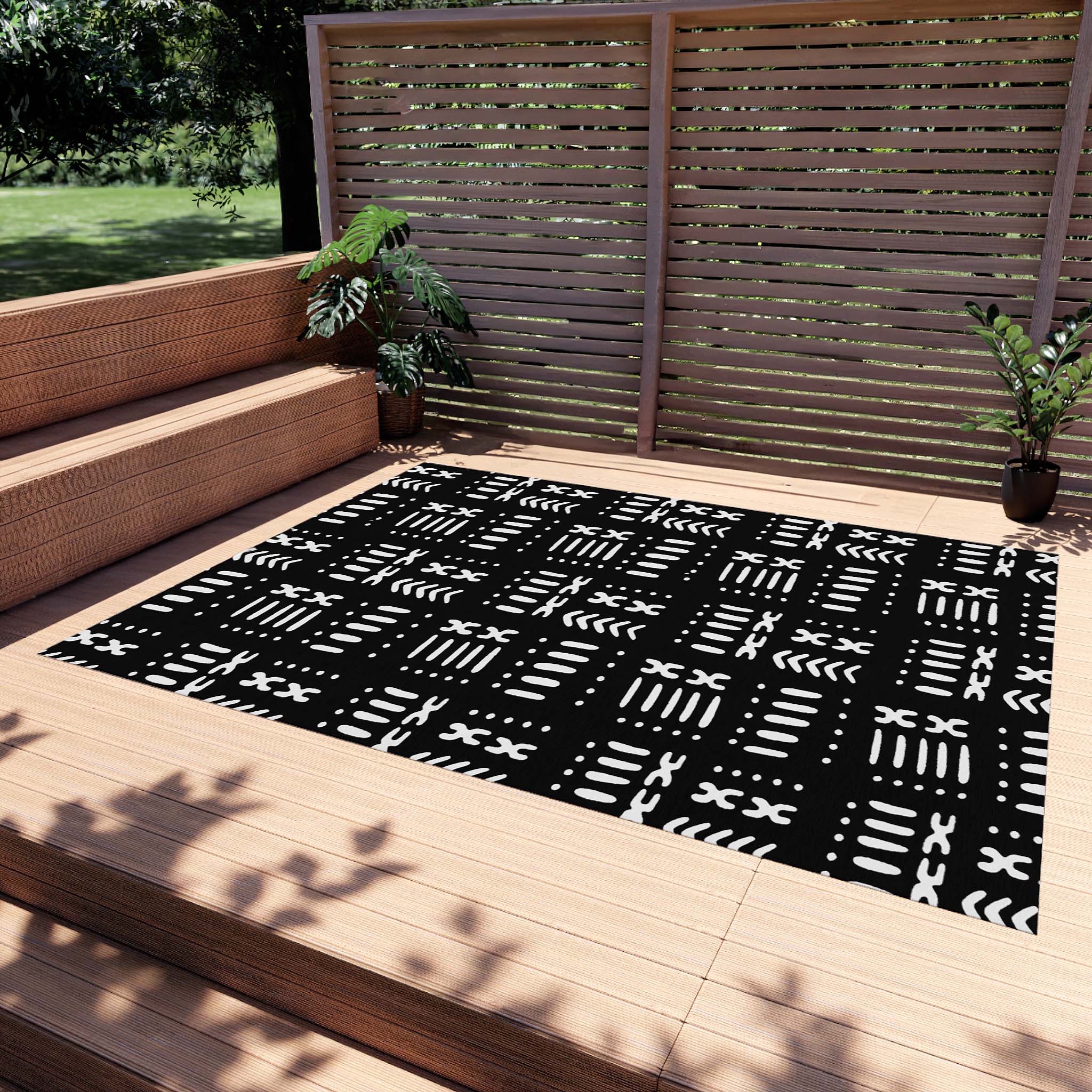 African Multicolor Outdoor Rug Black & White Carpets