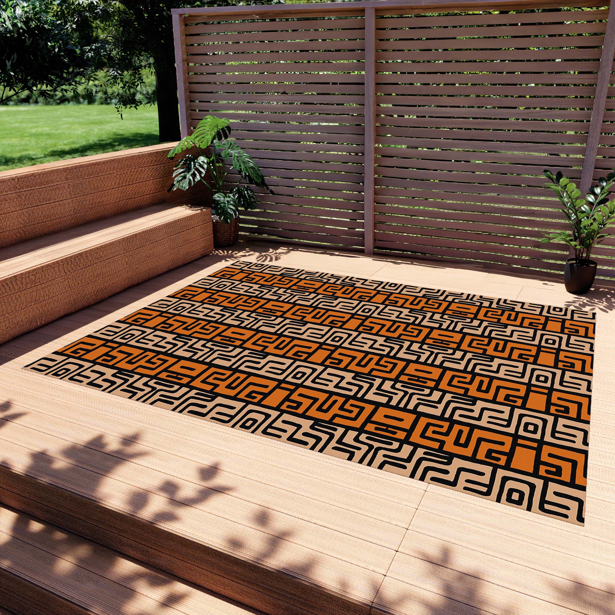 Modern Tribal Outdoor Rugs African Print Carpets Kuba