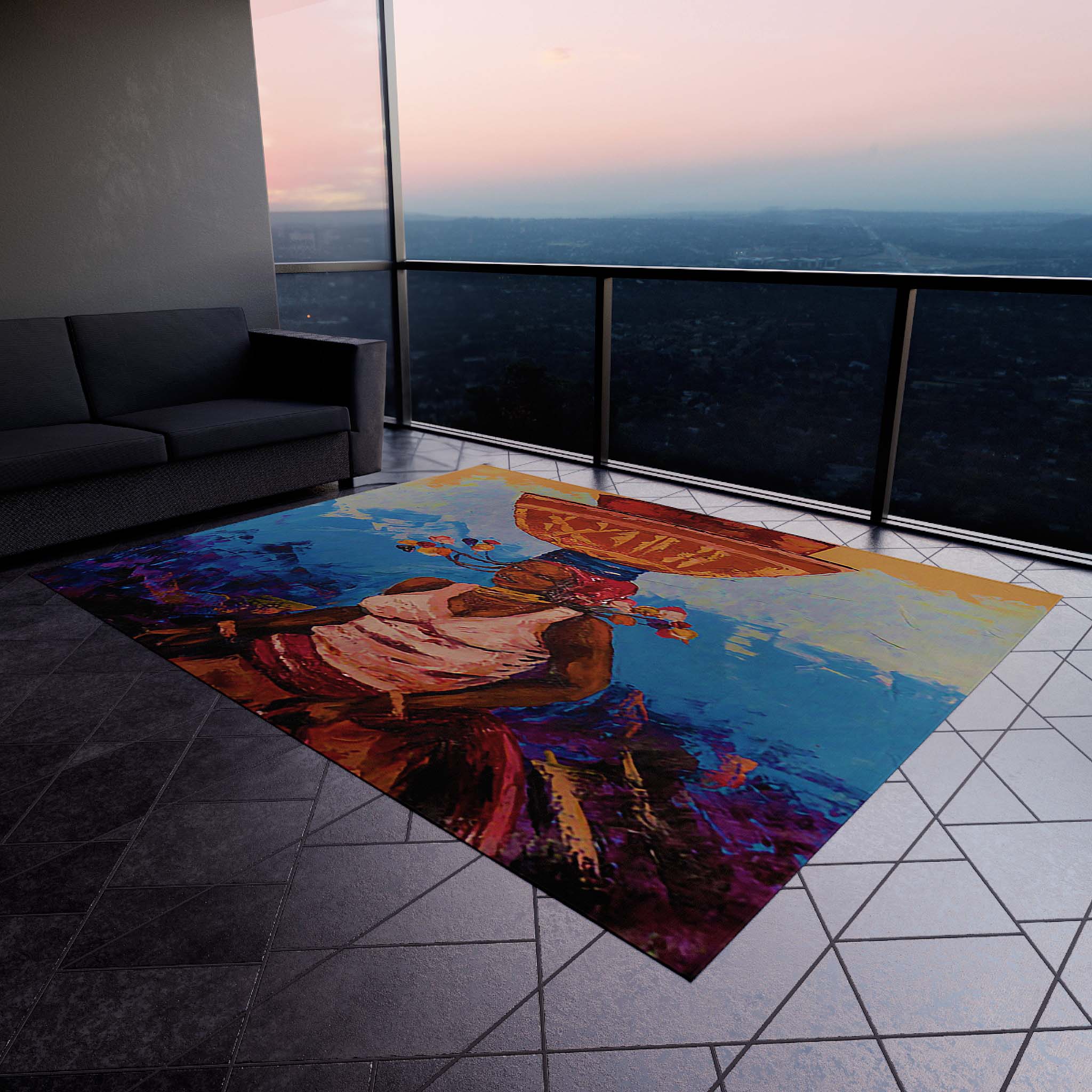 Bright Outdoor Rugs Colorful African Art Ethnic Carpet