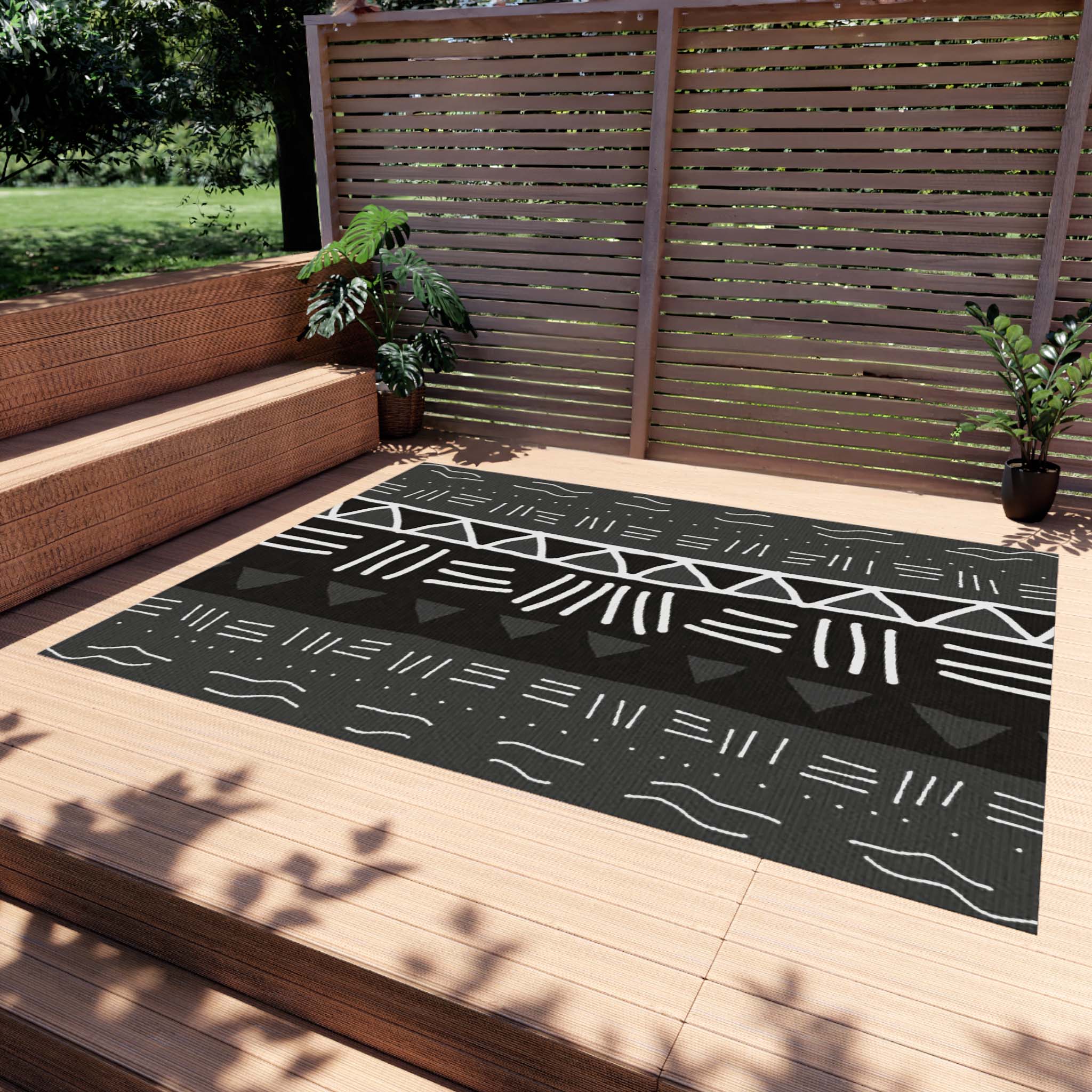 Grey Multicolor Rug Outdoor Carpet Tribal | Stylish