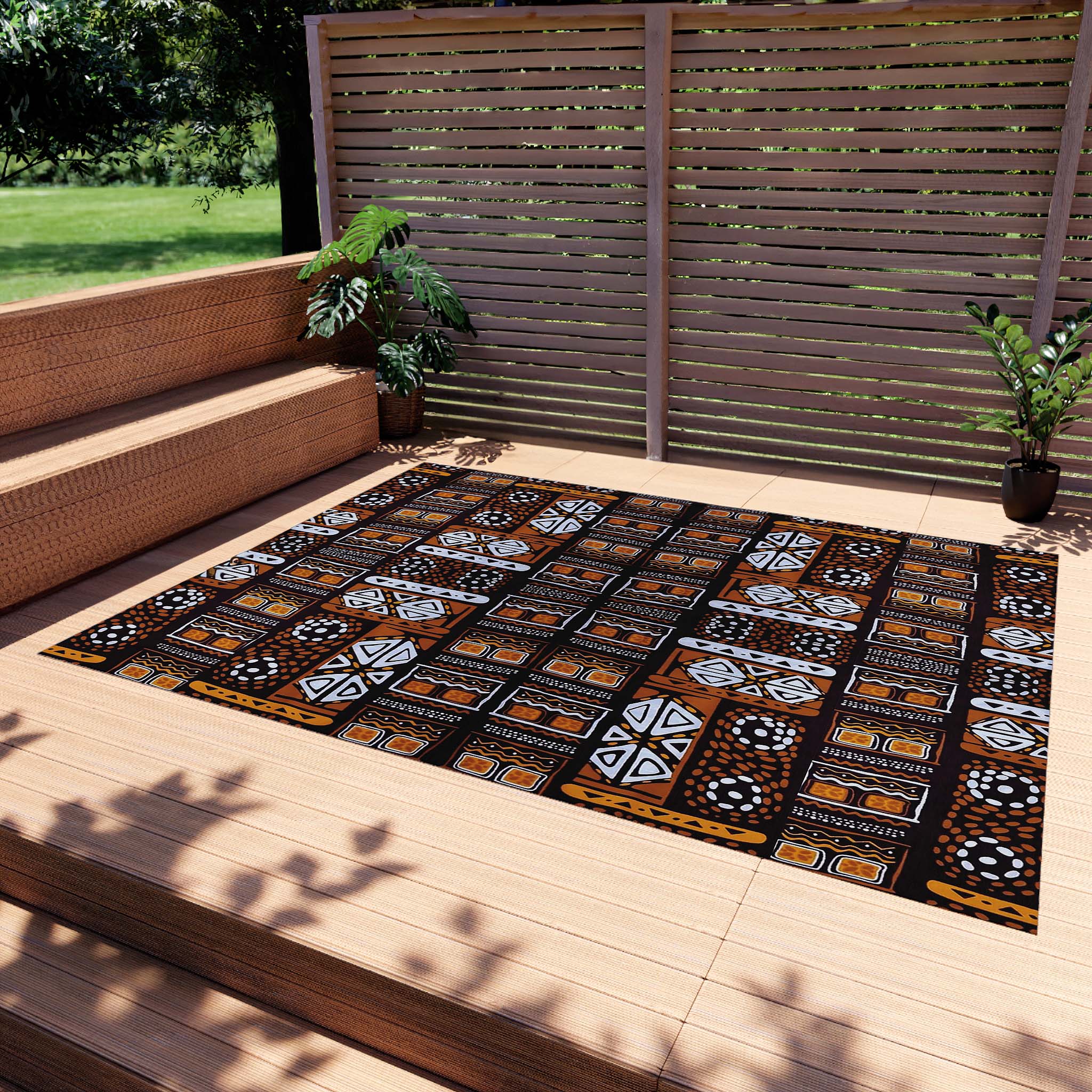Colorful Outdoor Geometric Rug – Unique African Print Carpet