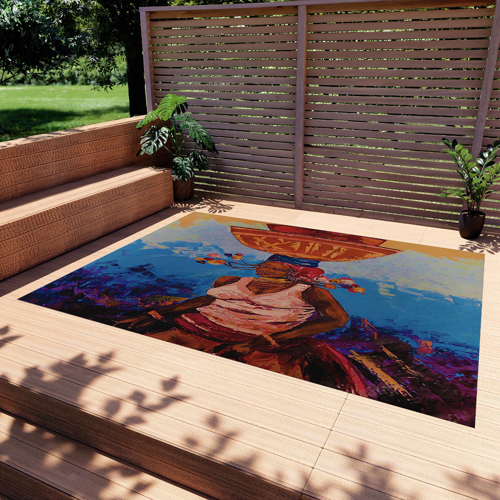 Bright Outdoor Rugs Colorful African Art Ethnic Carpet