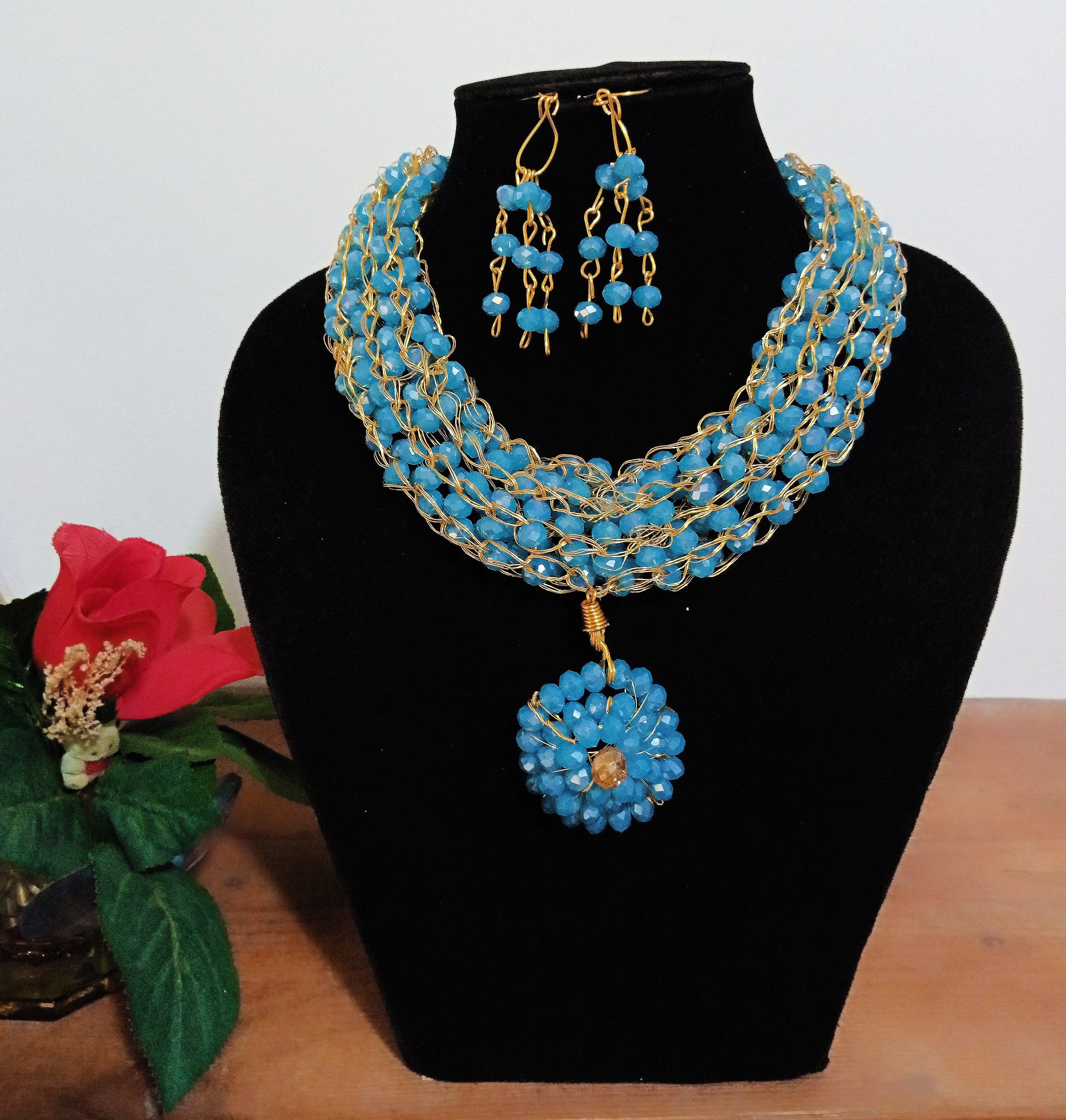 African Beads Jewelry Set | Crystal Chunky Necklace Bead 5