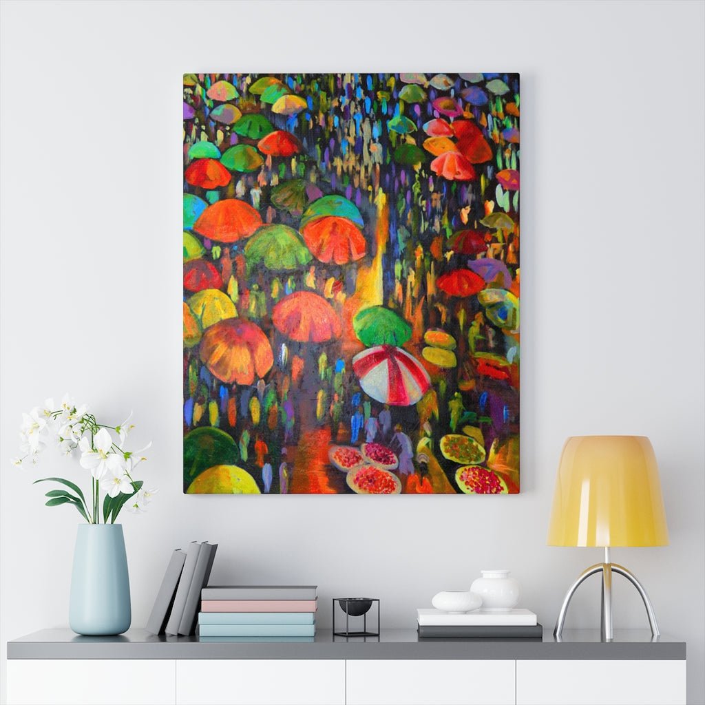 African Canvas Art of a Local Umbrella Festival in Nigeria