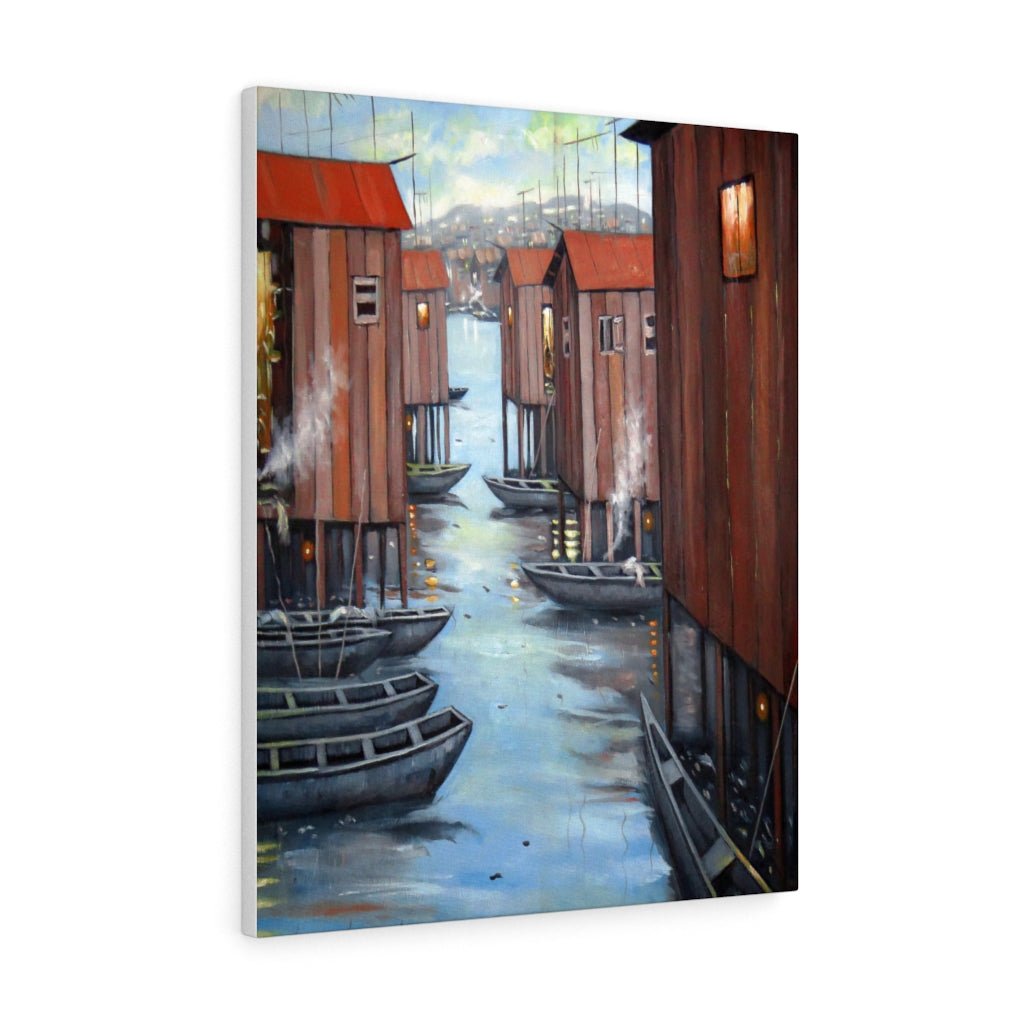 African Wall Canvas Decor of Houses on Water Makoko Lagos
