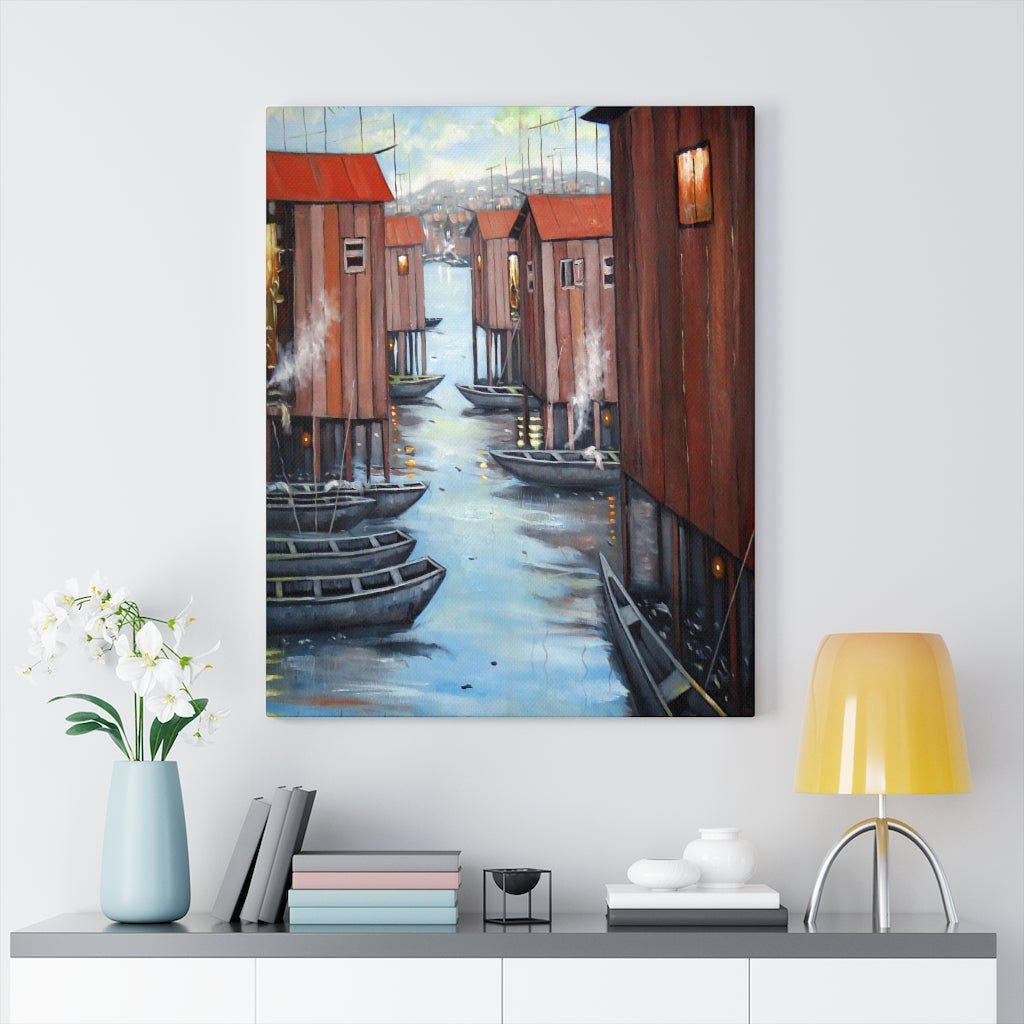 African Wall Canvas Decor of Houses on Water Makoko Lagos