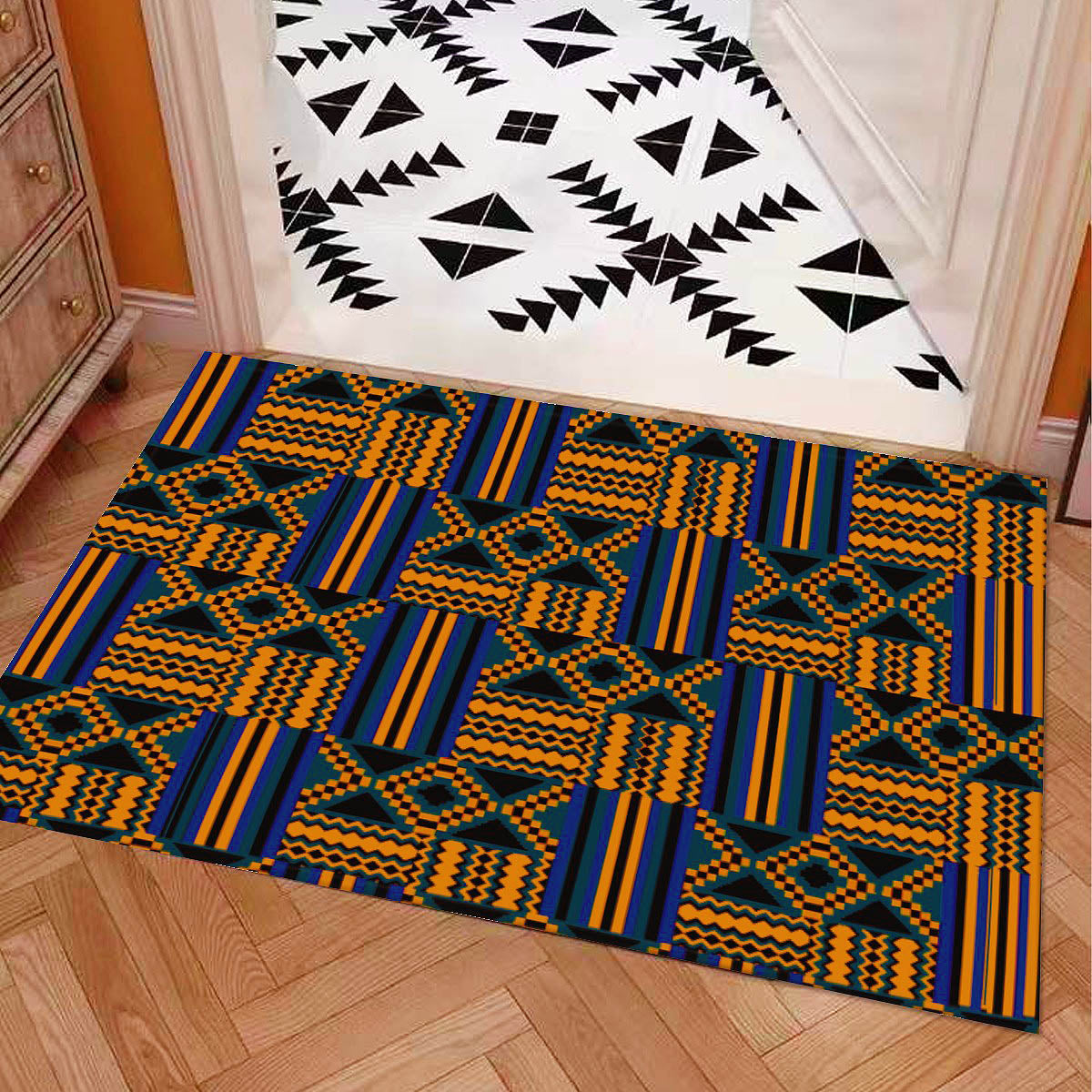 Vibrant Kente Print African Bathroom Rug - Bynelo