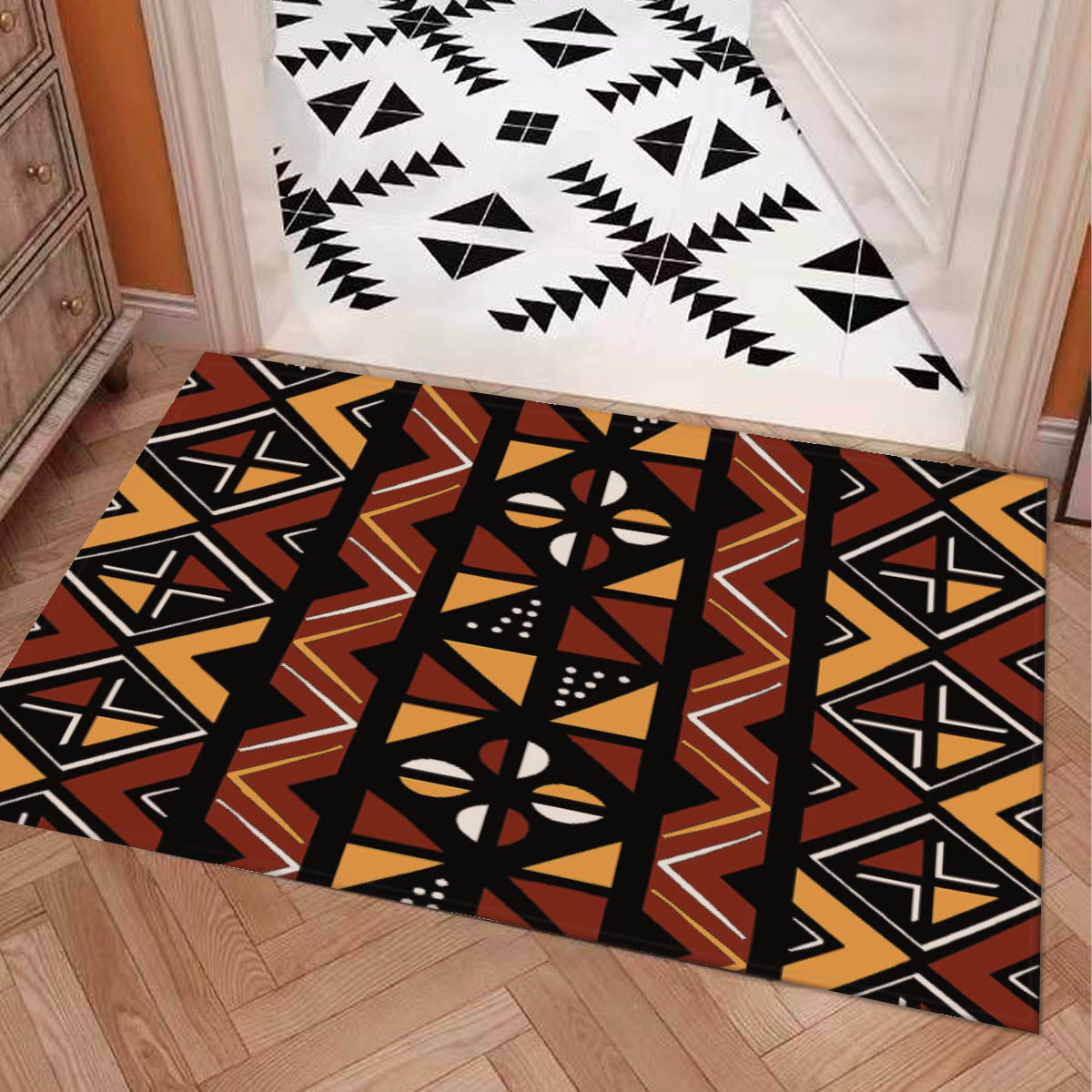 Authentic Mudcloth Print African Bathroom Rugs - Bynelo