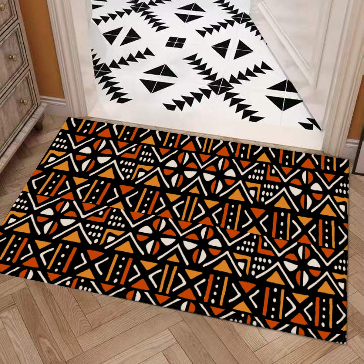 Colourful African Bathroom Mat Mud Cloth Print Rug