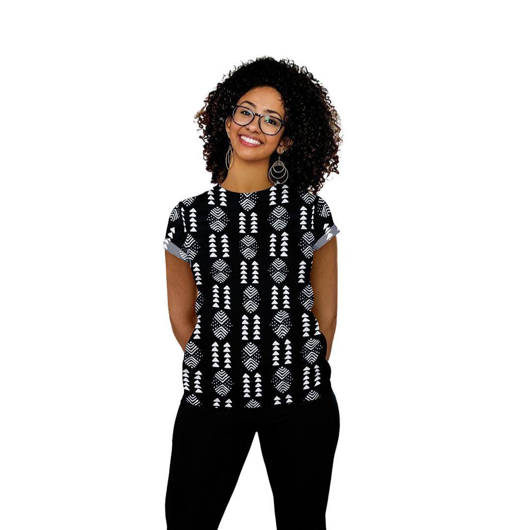 Afrocentric T-shirt Tribal Print Women- Bynelo