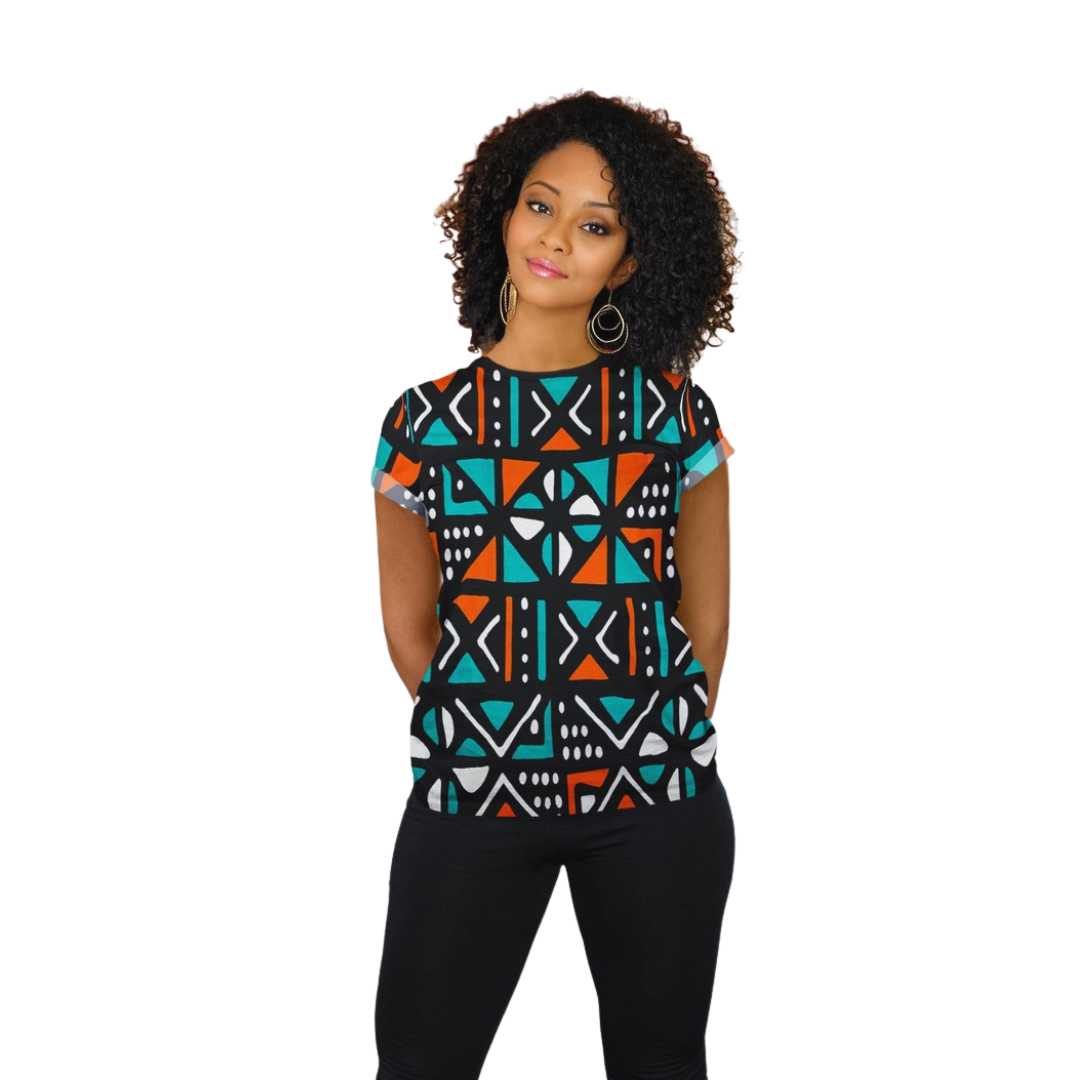 African Print Women T-shirt Bogolan-Bynelo