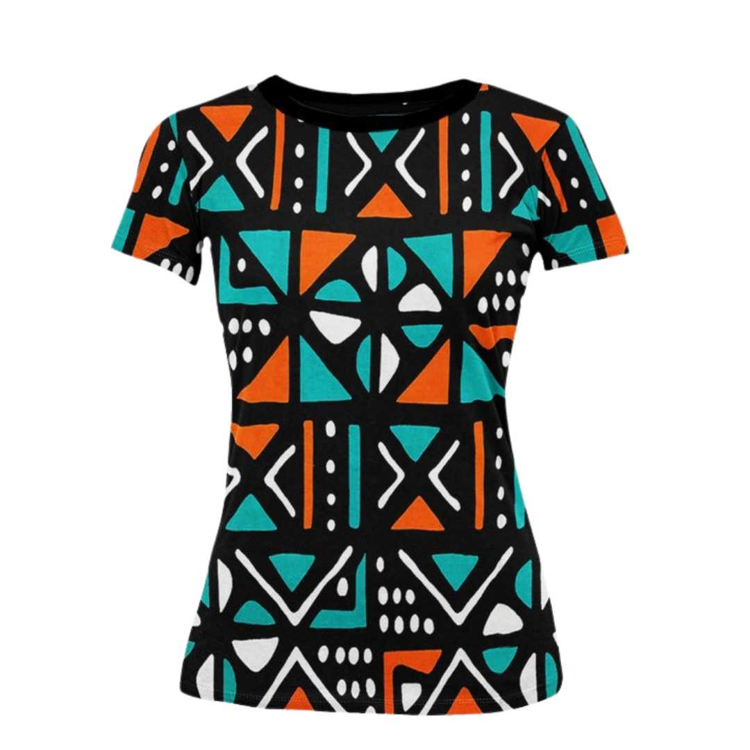 African Print Women T-shirt Bogolan-Bynelo