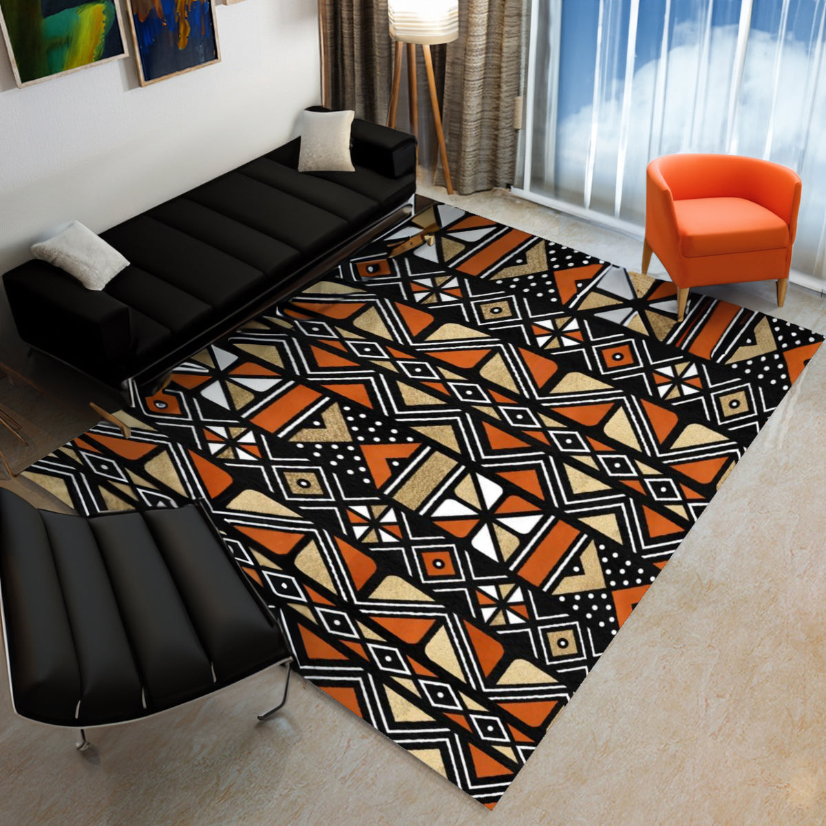 African Print Carpet Rug Mudcloth -Bynelo