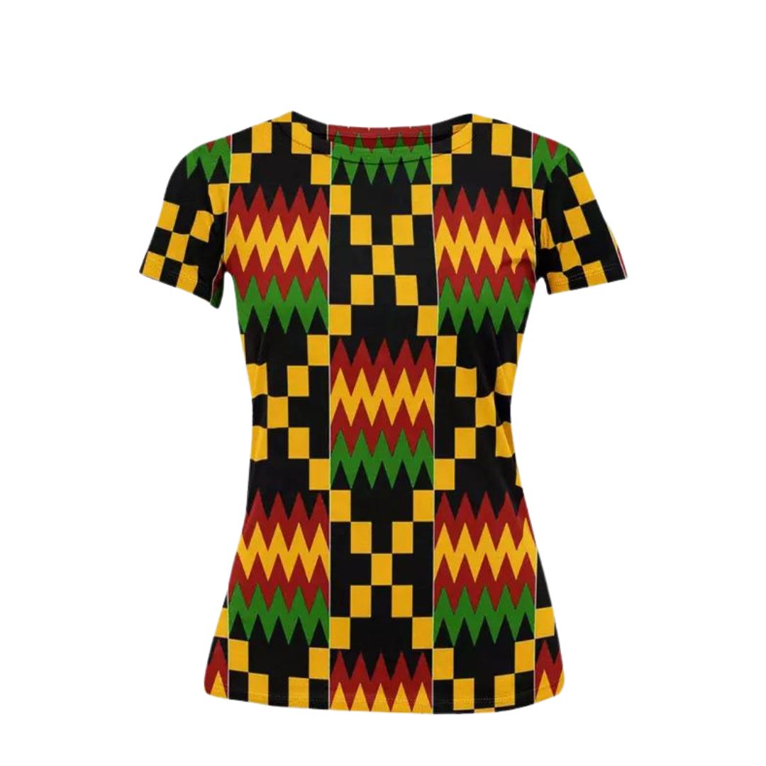 African Print Women T-shirt Kente - Bynelo