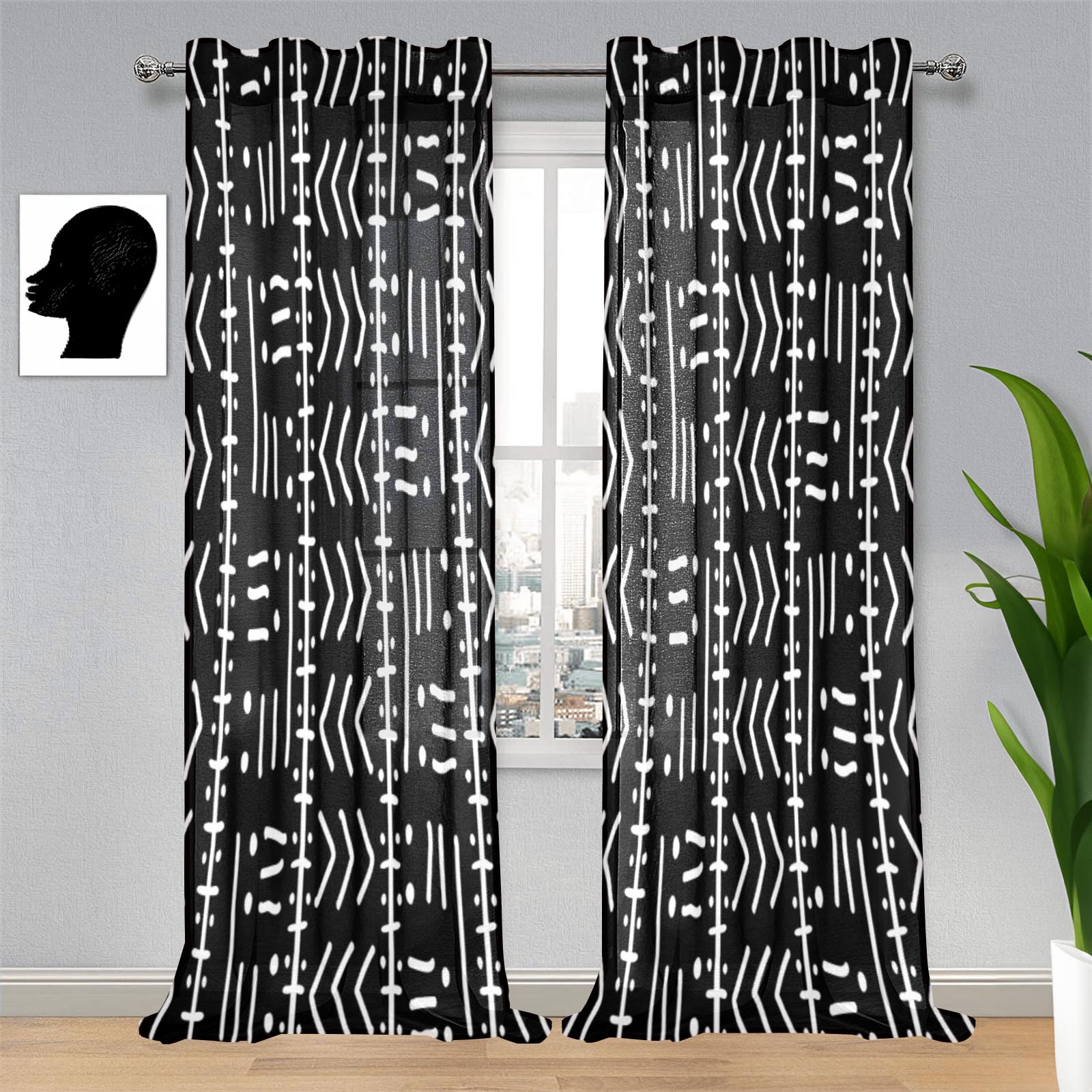 African Guaze Curtain Tribal Print (Two Piece) - Culture