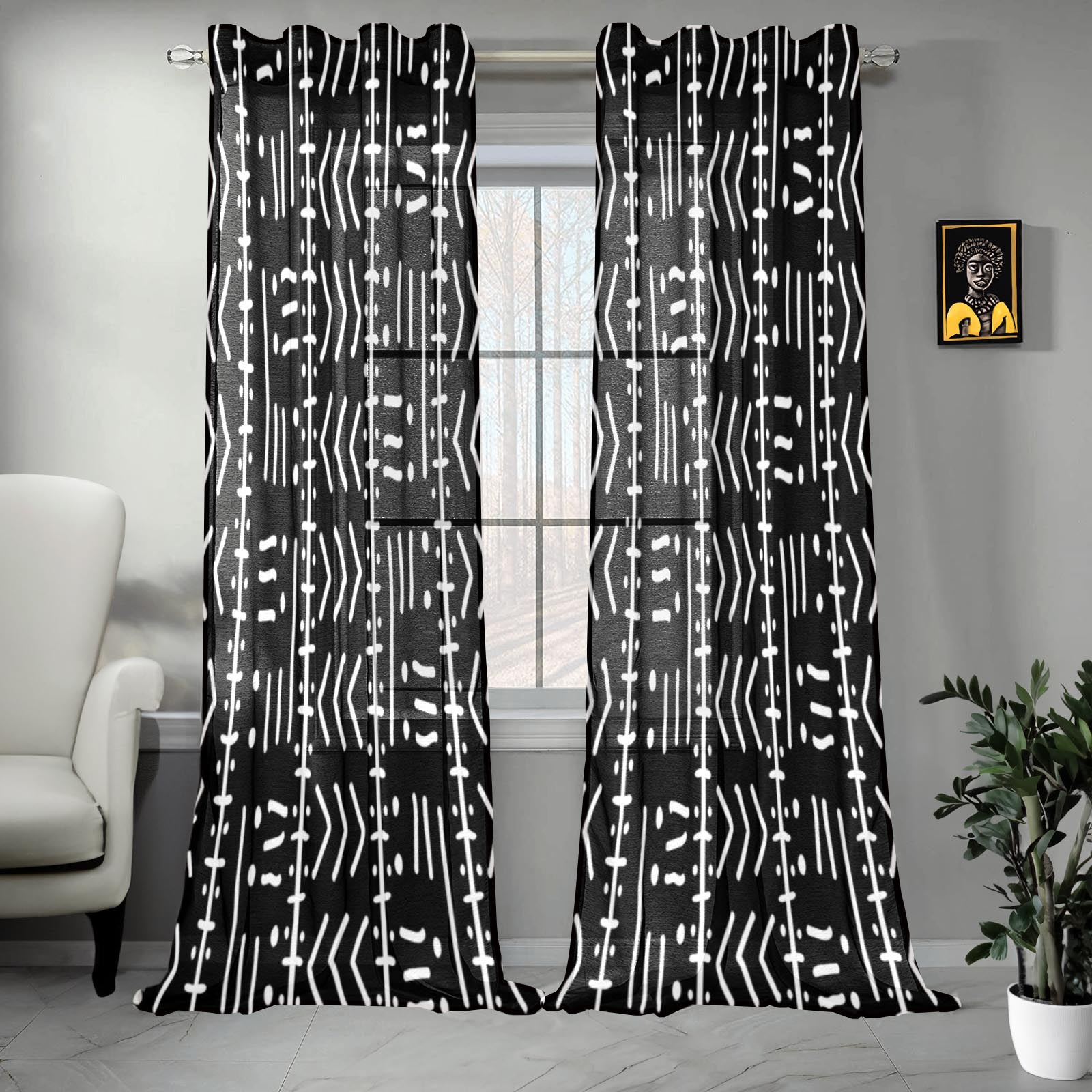 African Guaze Curtain Tribal Print (Two Piece) - Culture