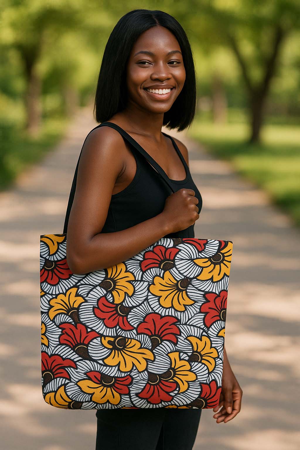 African Ankara Tote Bag Wedding Flower | Afrocentric Fashion | Large Capacity