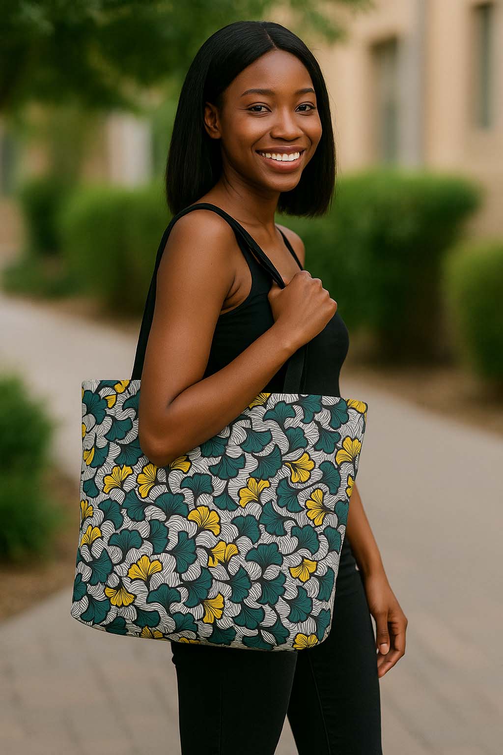African Ankara Wax Tote Bag | Floral Print Fashion | Large Capacity